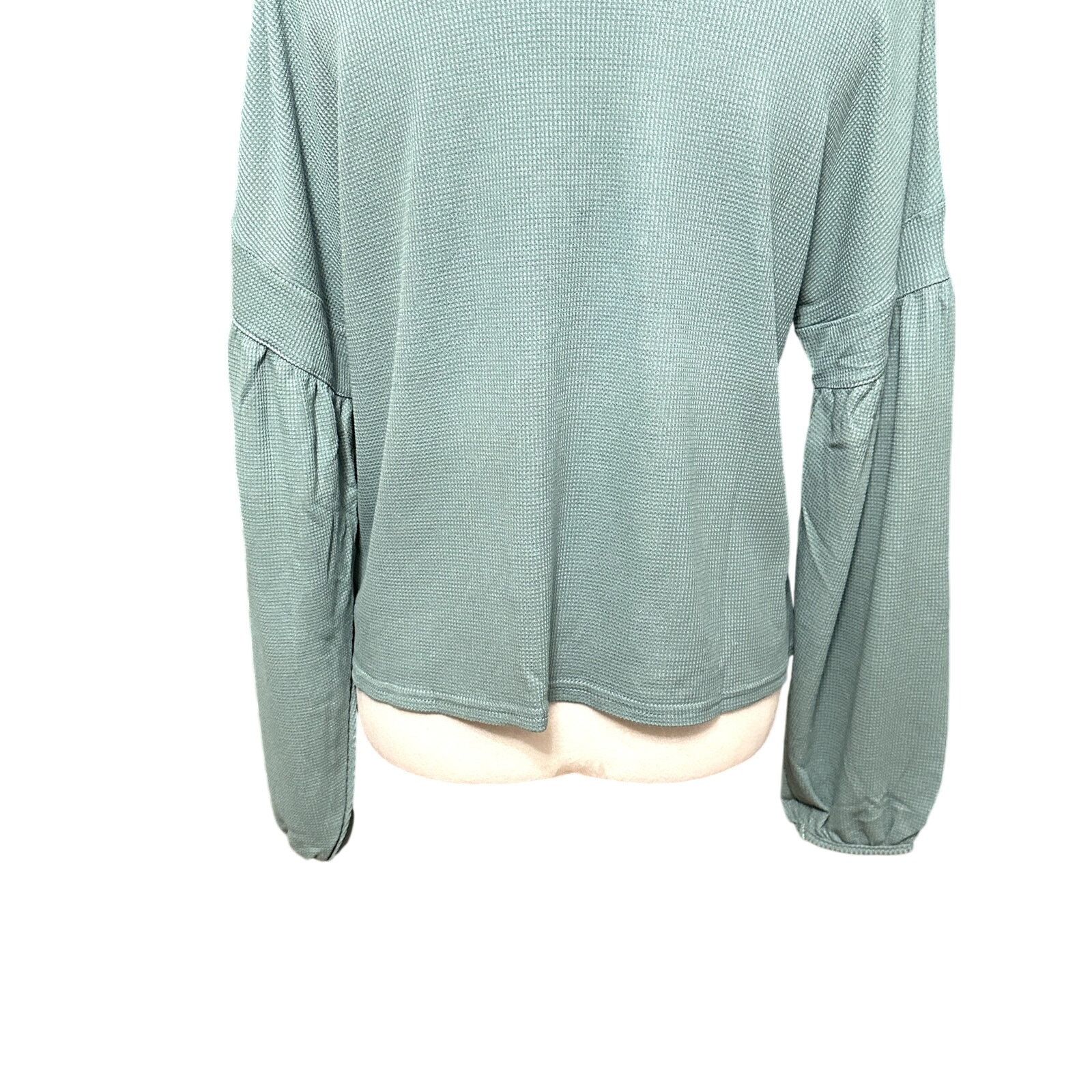 Other Weatherproof Vintage Top Waffle Knit Bishop Sleeve Green NWT Size S / US 4 / IT 40 - 7 Thumbnail