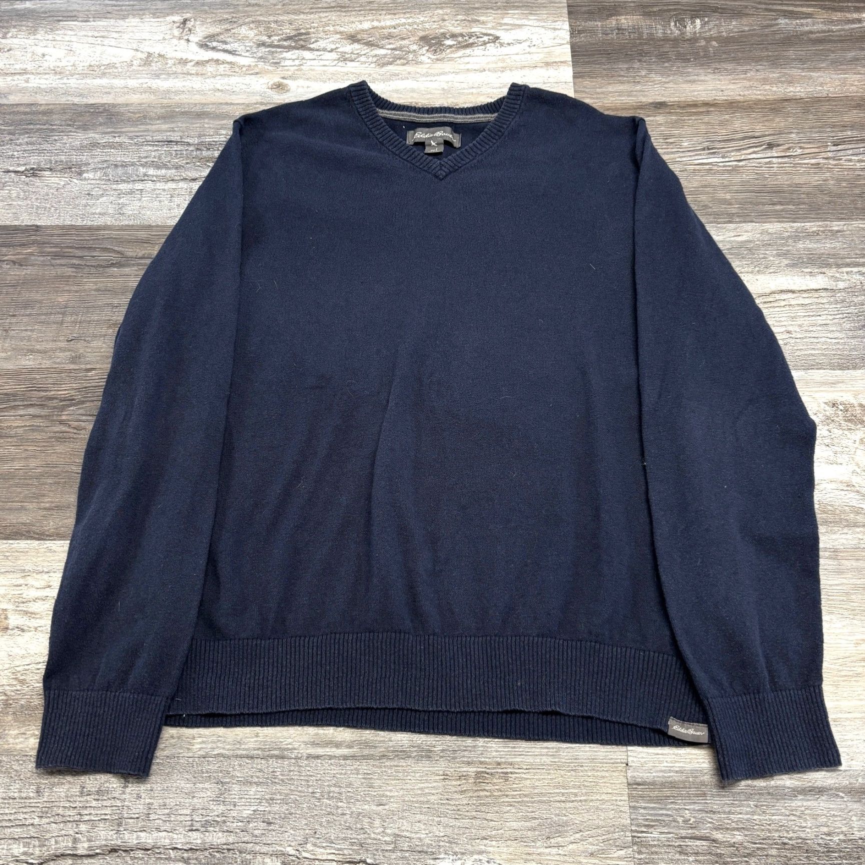 Eddie Bauer VINTAGE Eddie Bauer Blue Mens L Ribbed V-Neck Merino Wool Cotton Blend Grandpa Sweater Preppy Pullover Men’s Large Navy Blue Slim Fit? Size US L / EU 52-54 / 3 - 2 Thumbnail