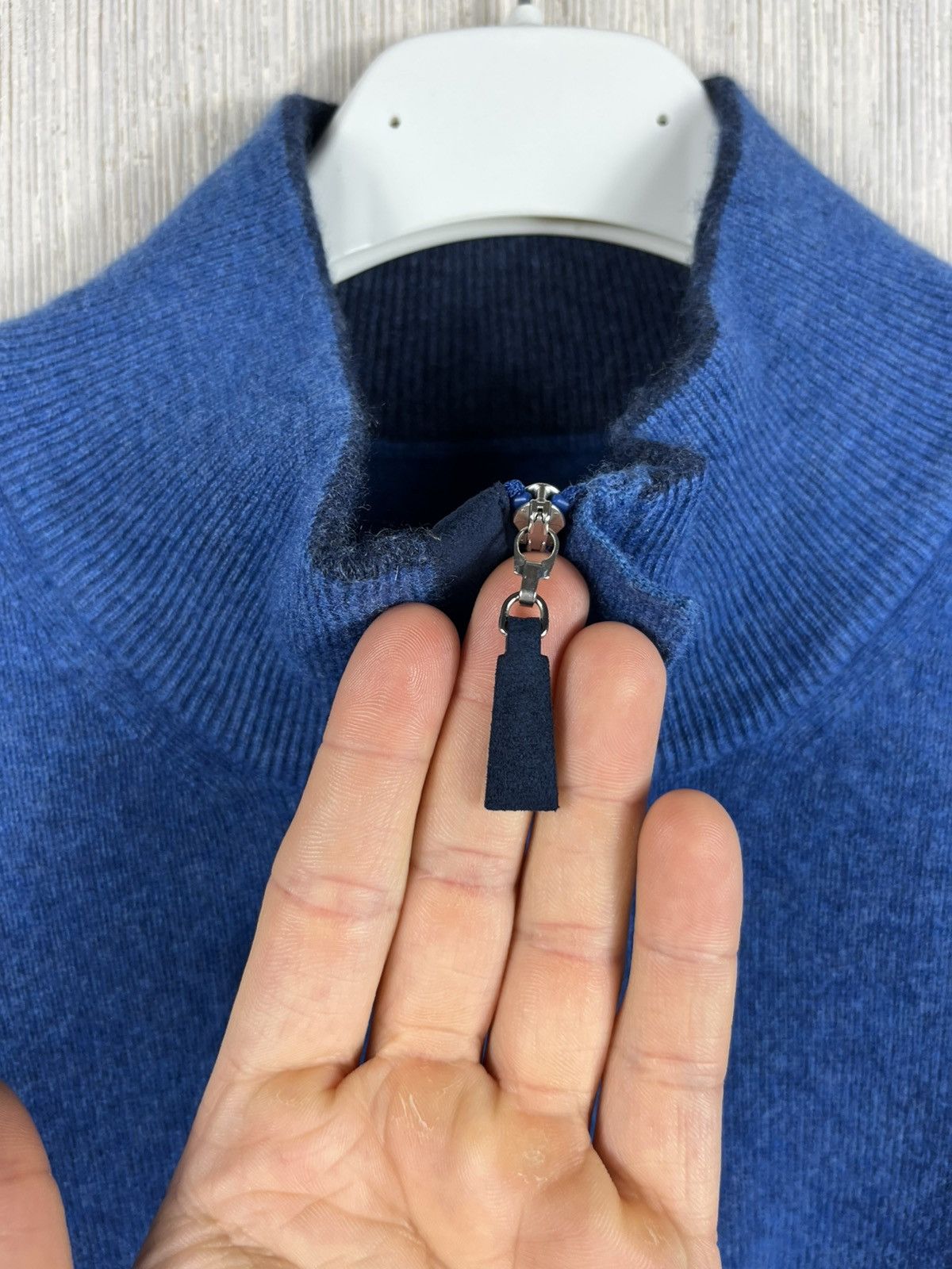Gran Sasso Gran Sasso wool cashmere half zip sweater alcantara luxury Size US L / EU 52-54 / 3 - 15 Thumbnail