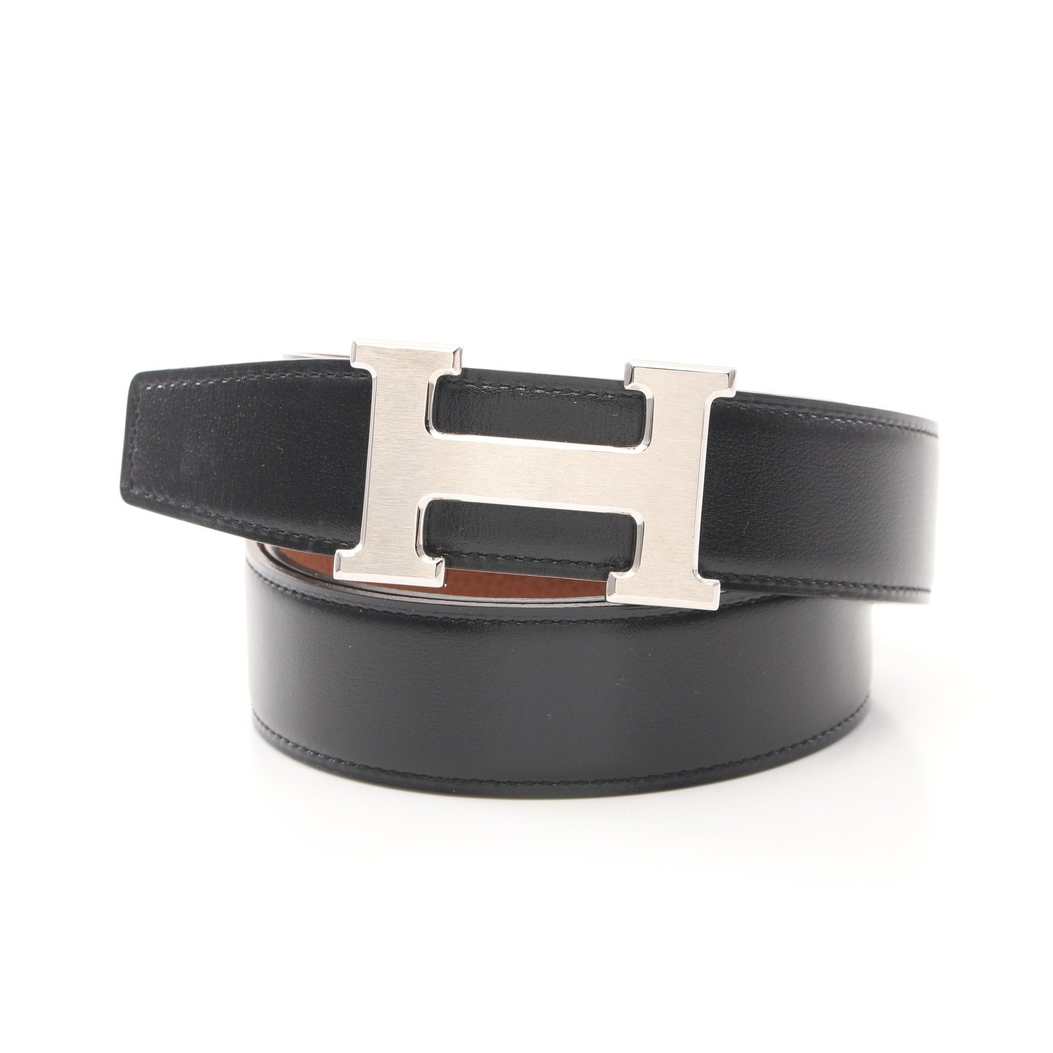 Hermes Hermes Constance H-Belt Noir Gold Belt Box Calf Togo Black Light Brown Silver Hardware Reversible Z Stamp Size ONE SIZE - 1 Thumbnail