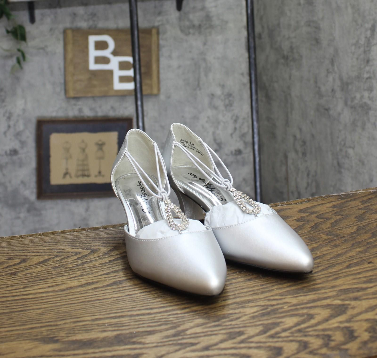 Other Nwt Easy Street Pump Evening Heels Silver Satin Gray 8m Size US 8 / IT 38 - 3 Thumbnail