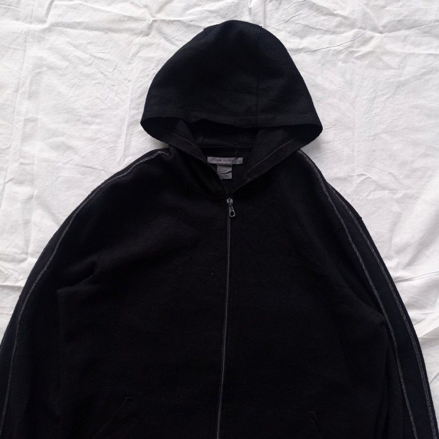 John Varvatos john varvatos black tonal merino wool zip hoodie Size US L / EU 52-54 / 3 - 3 Thumbnail
