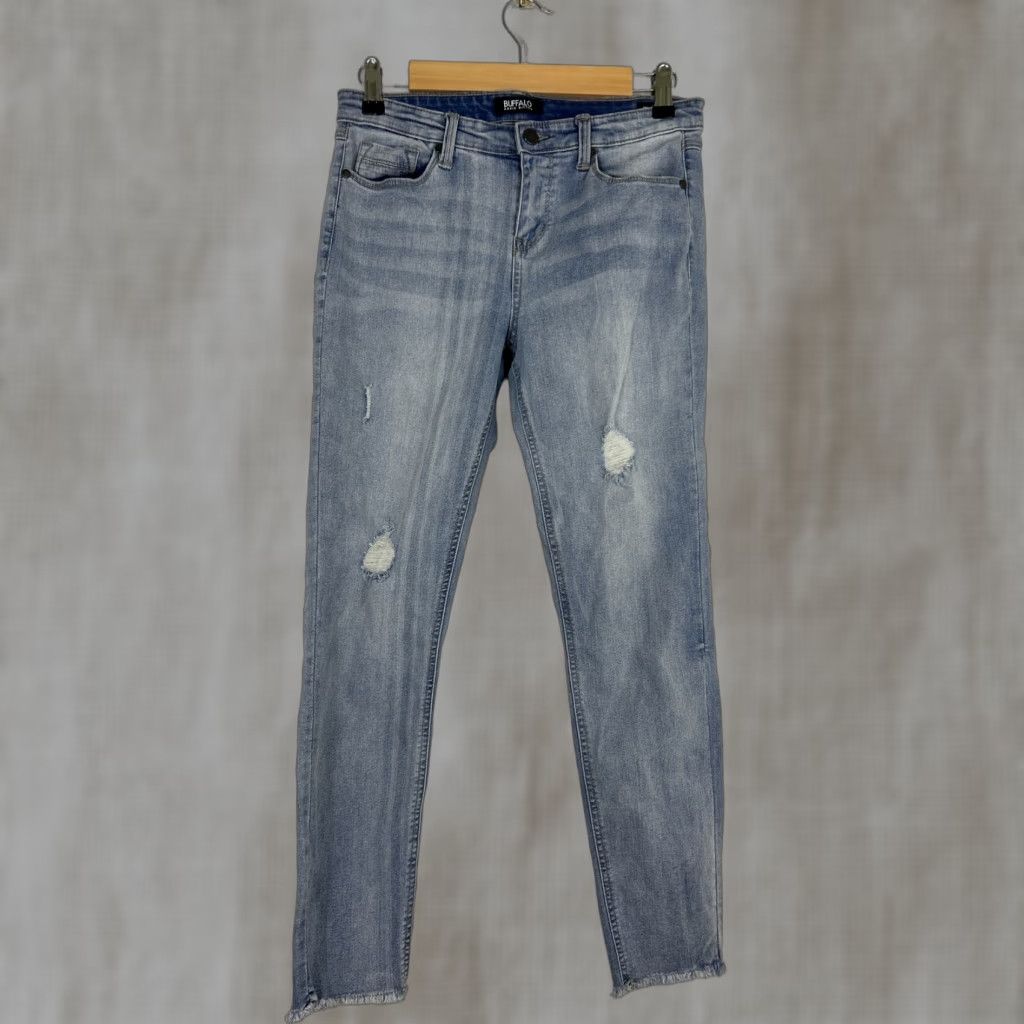 Buffalo David Bitton Buffalo Jeans Women Slim Skinny 6 28x27 Light Wash Blue Denim Cotton Blend Zip Rip and Repair 90s Classic Girls? Size 28" / US 6 / IT 42 - 1 Thumbnail