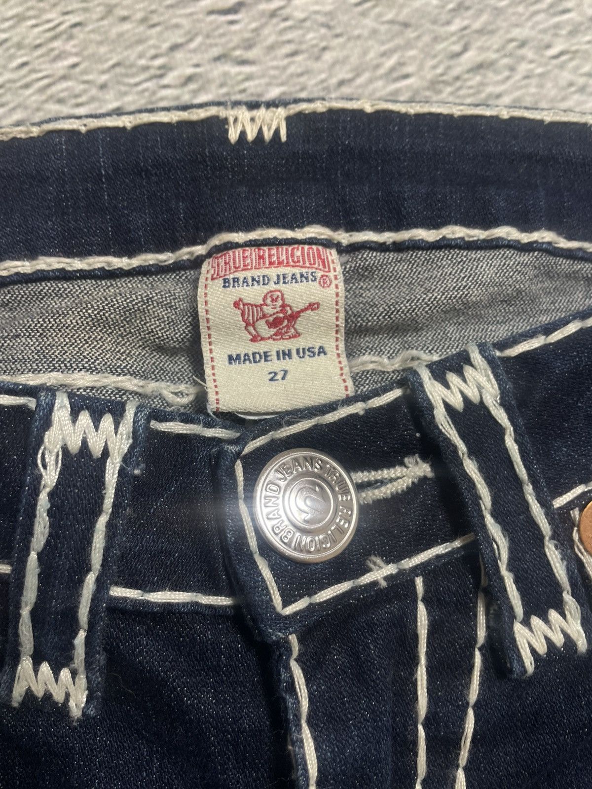 True Religion True Religion flared jeans blue white thick stitching Y2K Size 27" / US 4 / IT 40 - 4 Thumbnail