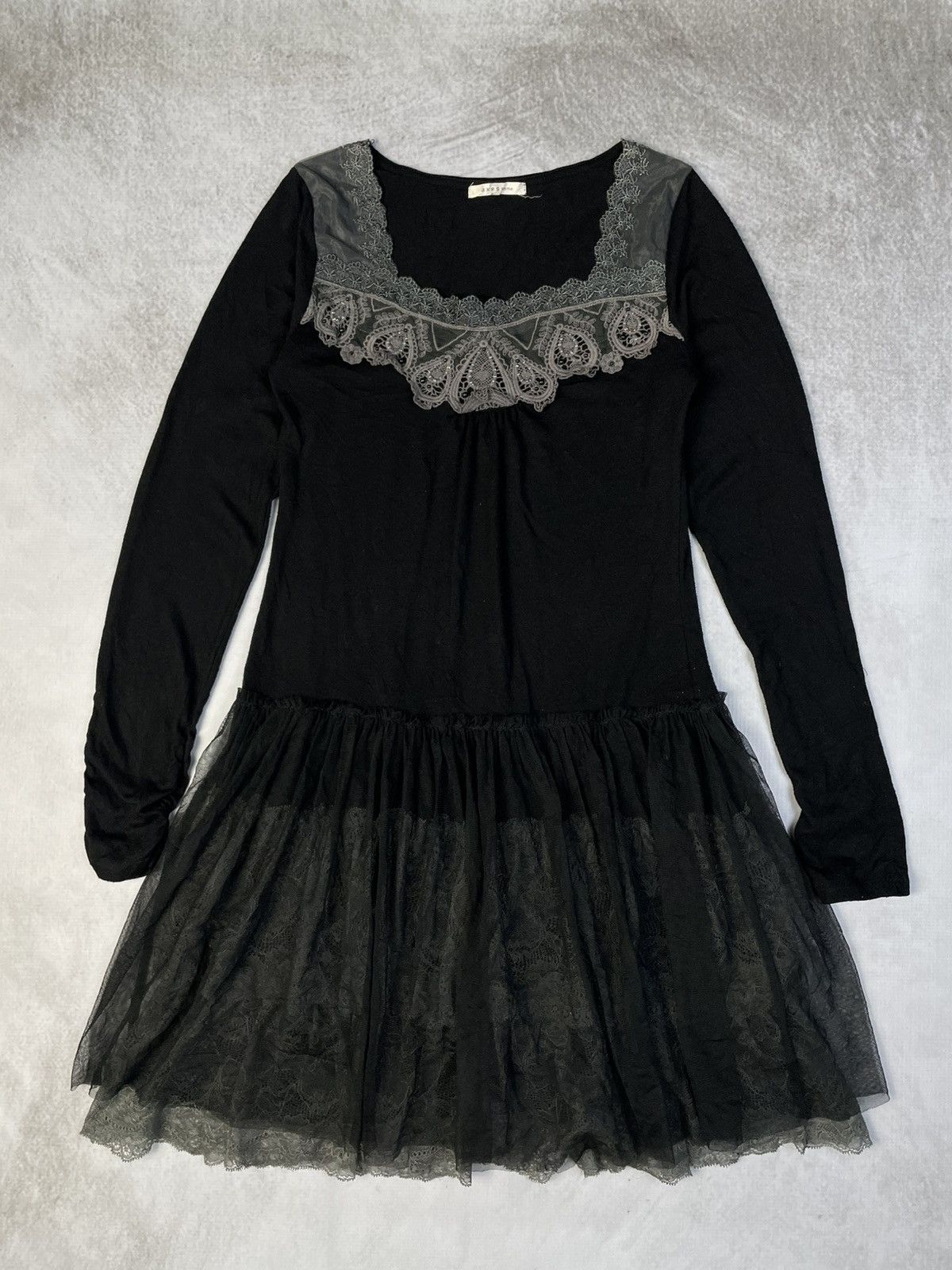 Japanese Brand Axes Femme Dark Mori Goth Lace Trim Tulle Skirt Dress Size S / US 4 / IT 40 - 1 Thumbnail