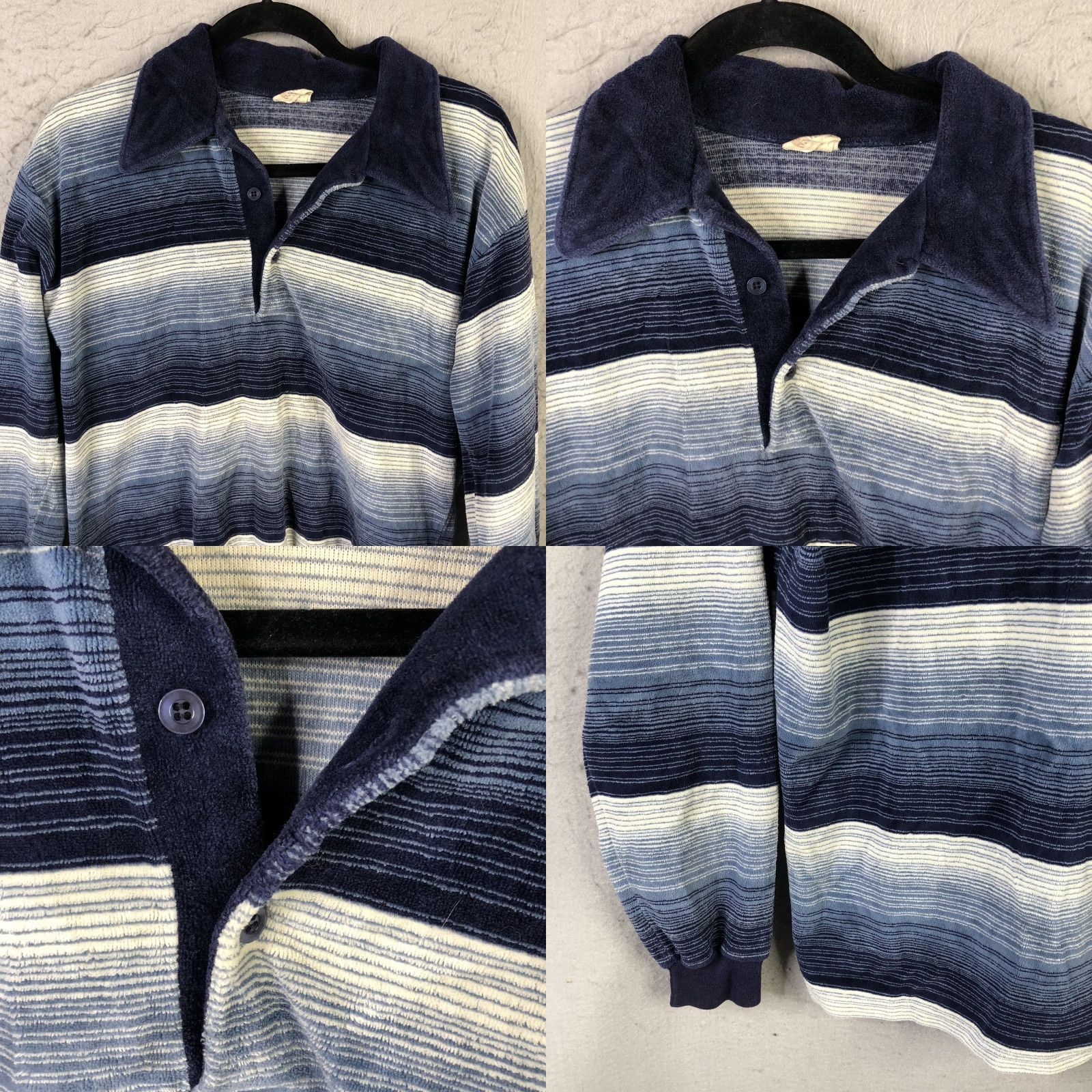 Vintage VINTAGE Montgomery Ward Sweater Mens Large Blue Stripe Collared Pullover USA 80s Size US L / EU 52-54 / 3 - 9 Thumbnail