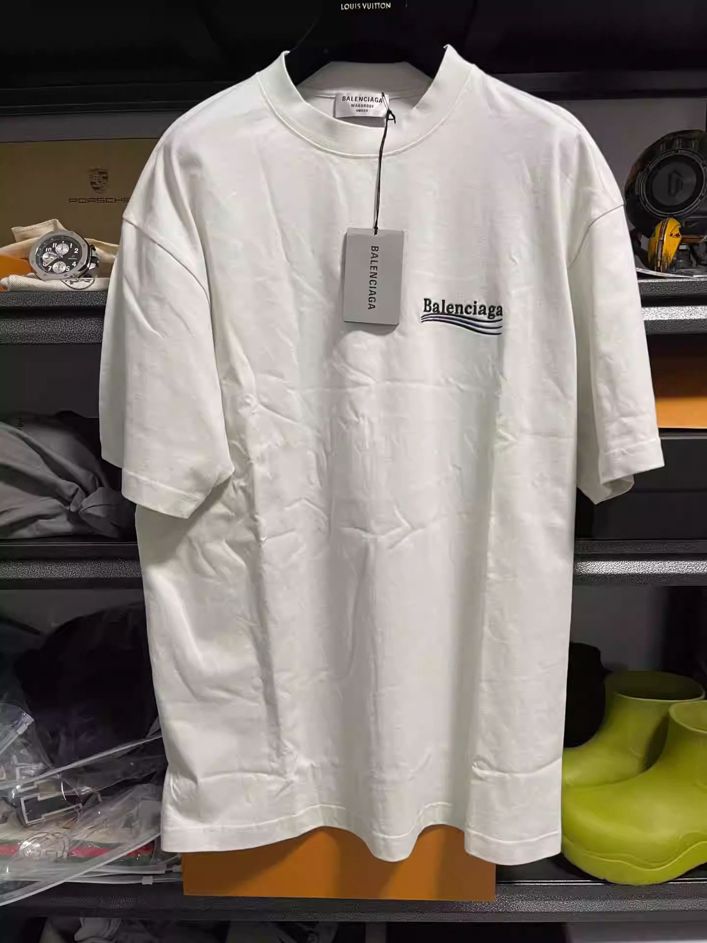 Balenciaga Monogrammed Embroidered Crew Neck Short Sleeve