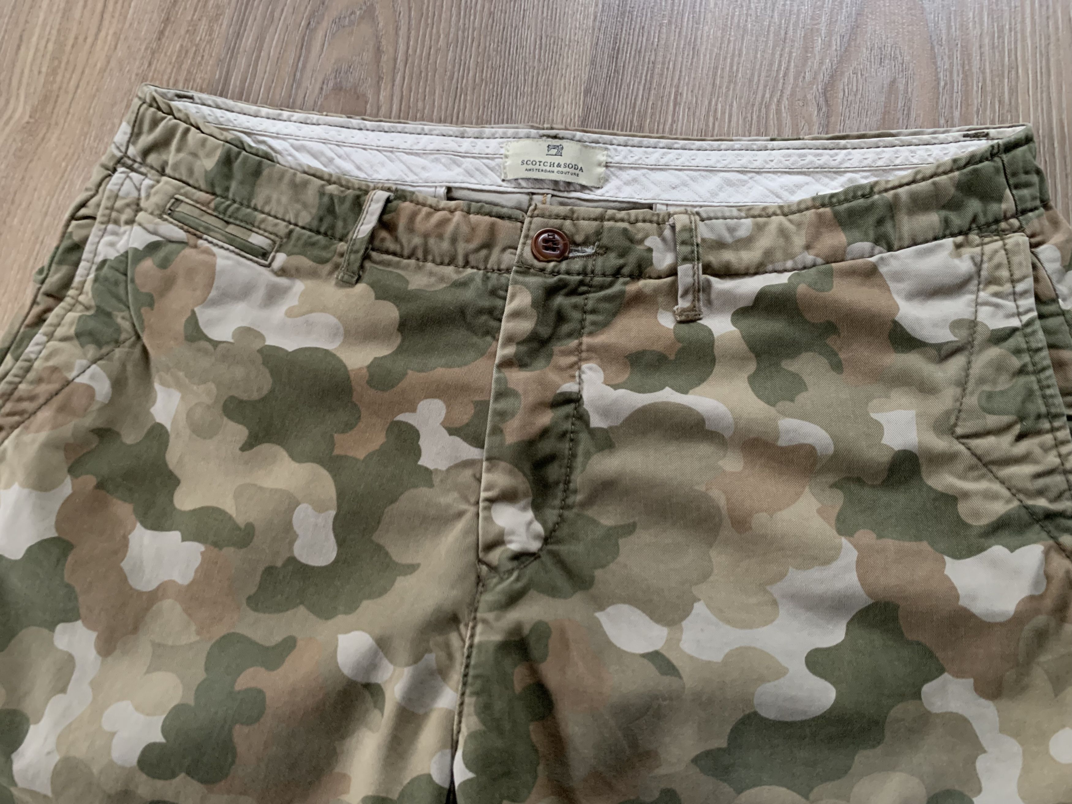 Scotch & Soda Mens Scotch & Soda Chino Khaki Military Cotton Shorts Size US 31 - 4 Thumbnail