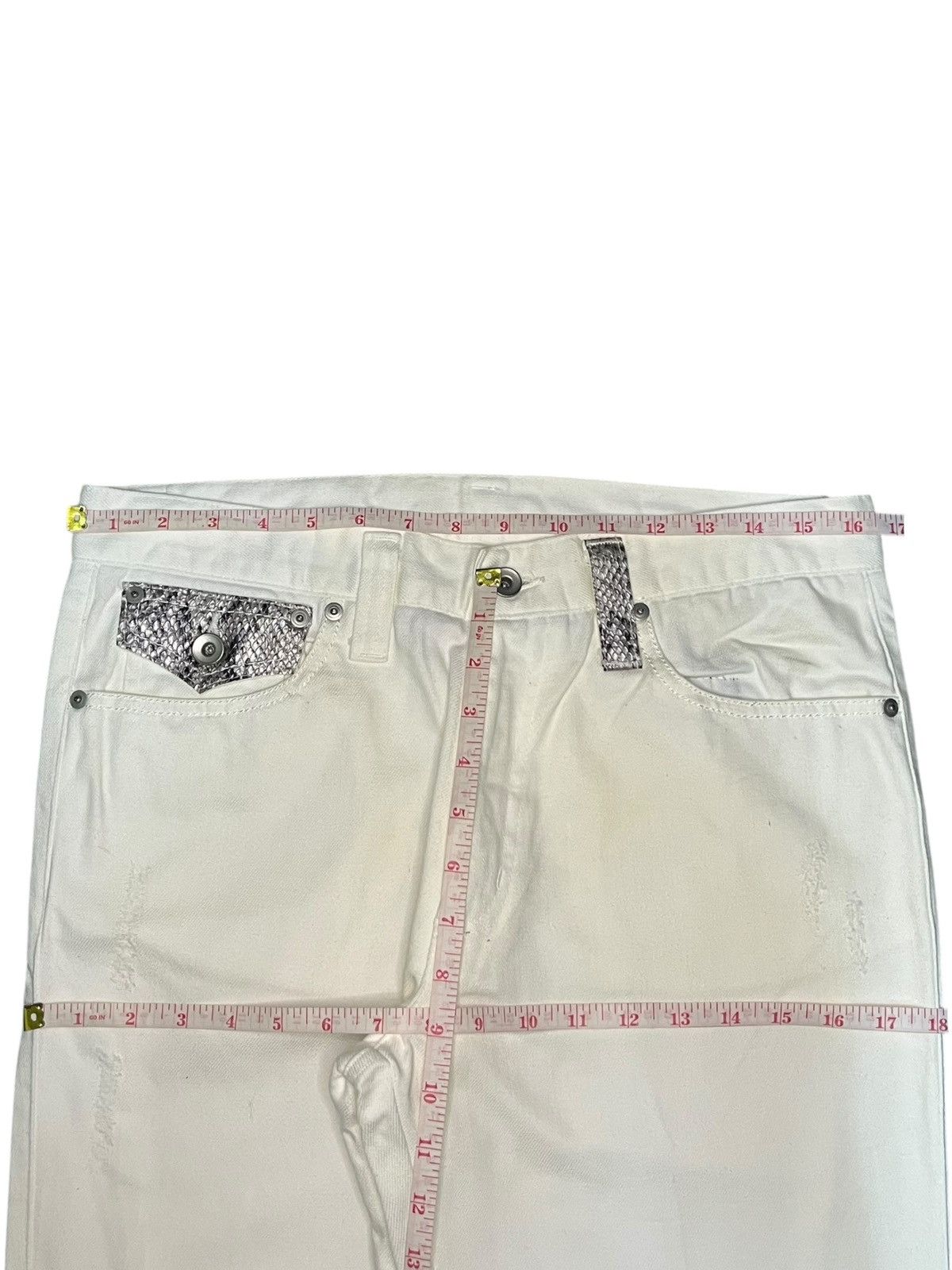 If Six Was Nine Vintage Japanese Brand Snake Skin Sashiko Flare Jeans Size 33" - 6 Thumbnail