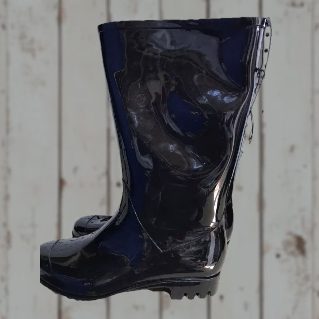 Vintage Time And Tru Rubber Boots Women's Size 8 Black Mid-Calf Pull-On Water Resistant New Size US 8 / IT 38 - 1 Thumbnail