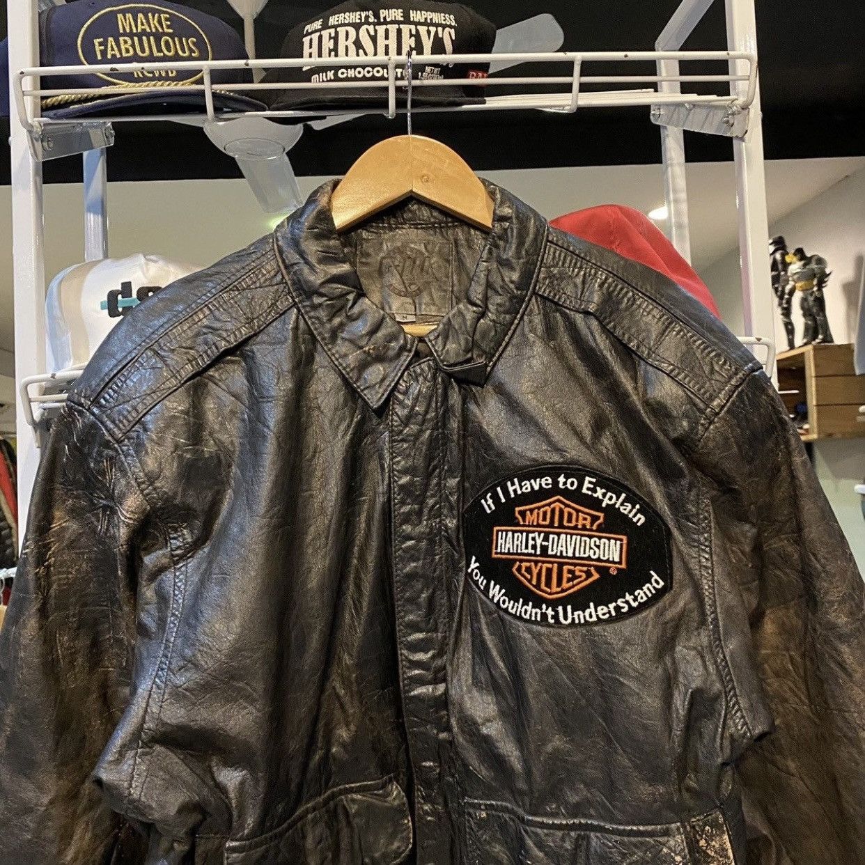 Harley Davidson RareVINTAGE Harley Davidson Distressed Bomber Leather Jacket Size US M / EU 48-50 / 2 - 13 Thumbnail