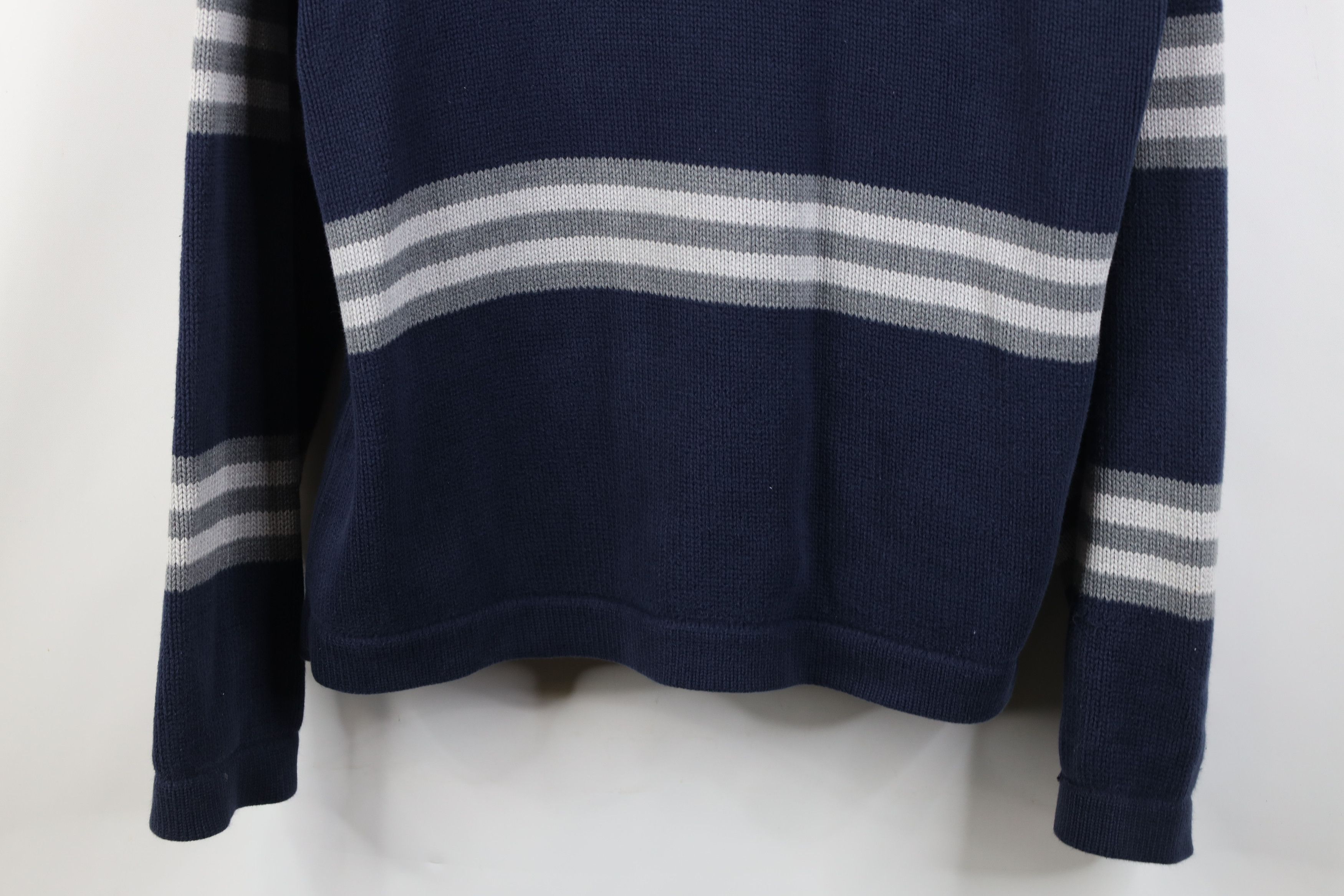 Nautica Vintage 90s Nautica Heavy Cotton Knit Striped V-Neck Sweater Size US L / EU 52-54 / 3 - 3 Thumbnail