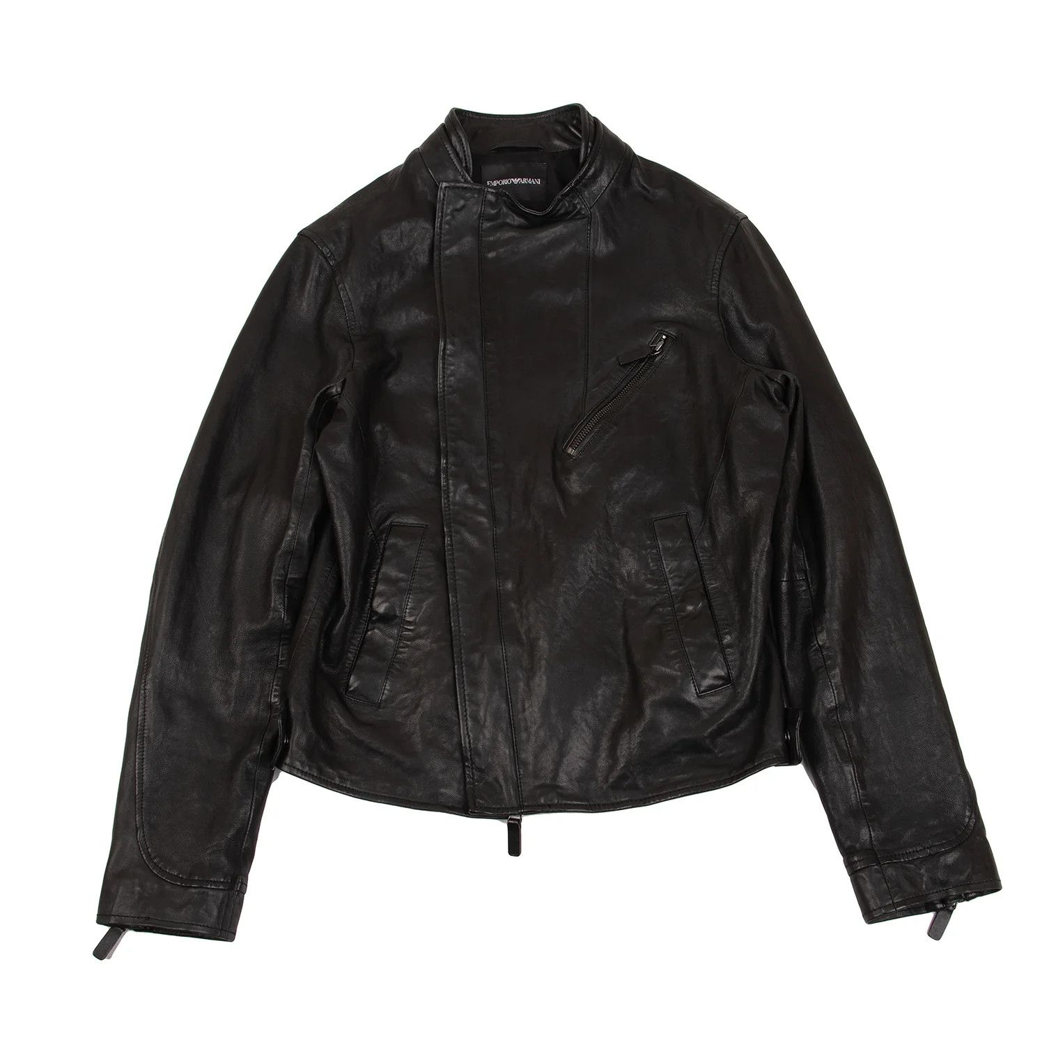 Emporio Armani Sheep Leather Rider Jacket in Black, Size 48 Size US M / EU 48-50 / 2 - 1 Thumbnail