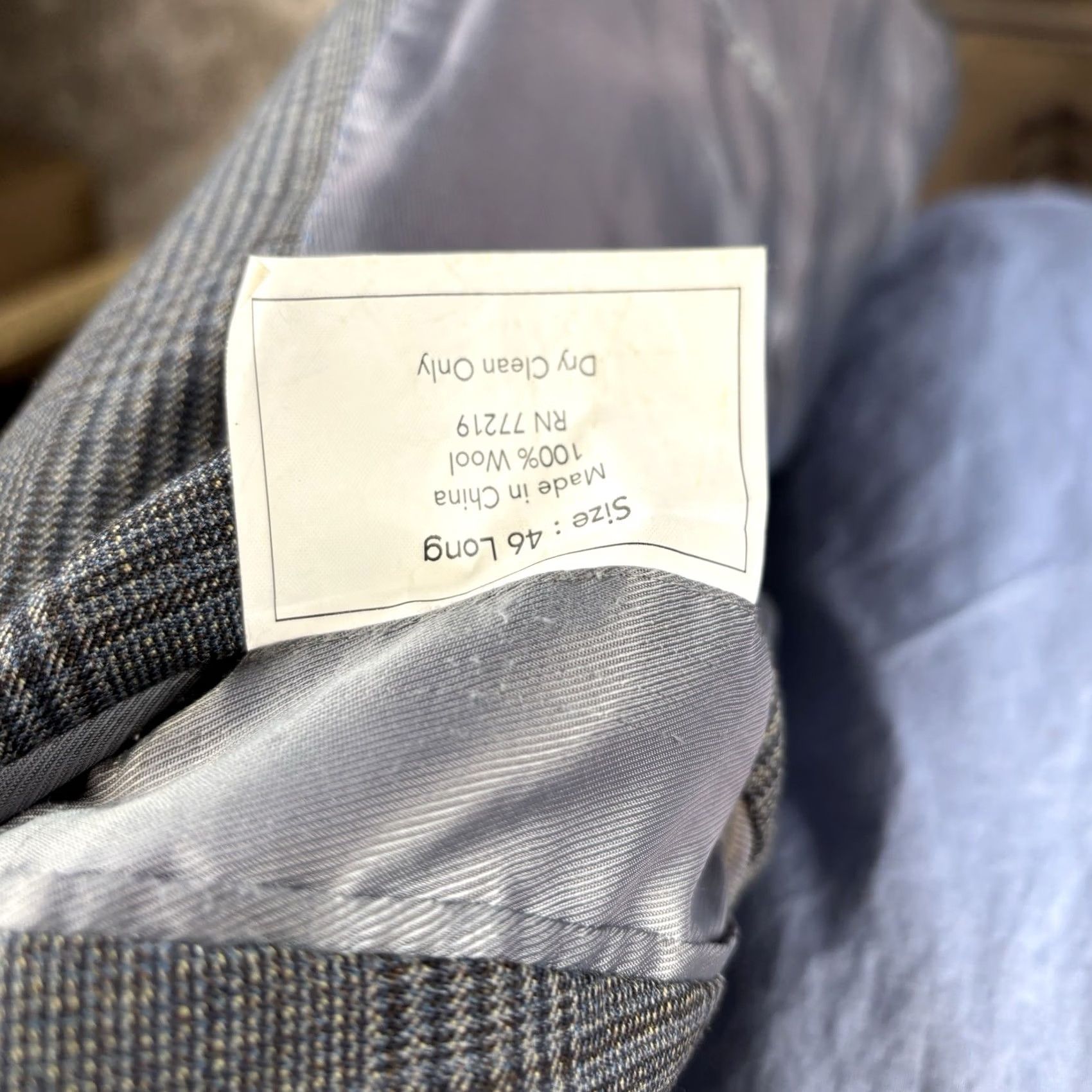 Pronto Uomo Pronto Uomo Blazer Jacket Mens 46L Long Charcoal Glen Check Wool Geometric Mens Size 46R - 7 Thumbnail