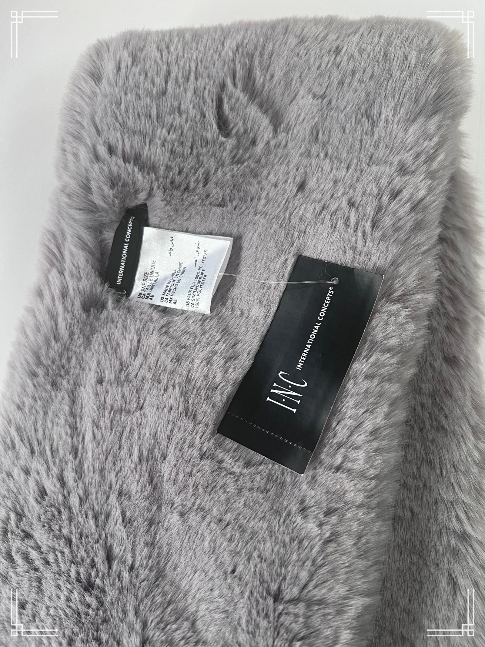Designer INC International Concepts Faux Fur Scarf - Gray, One Size Size ONE SIZE - 3 Thumbnail