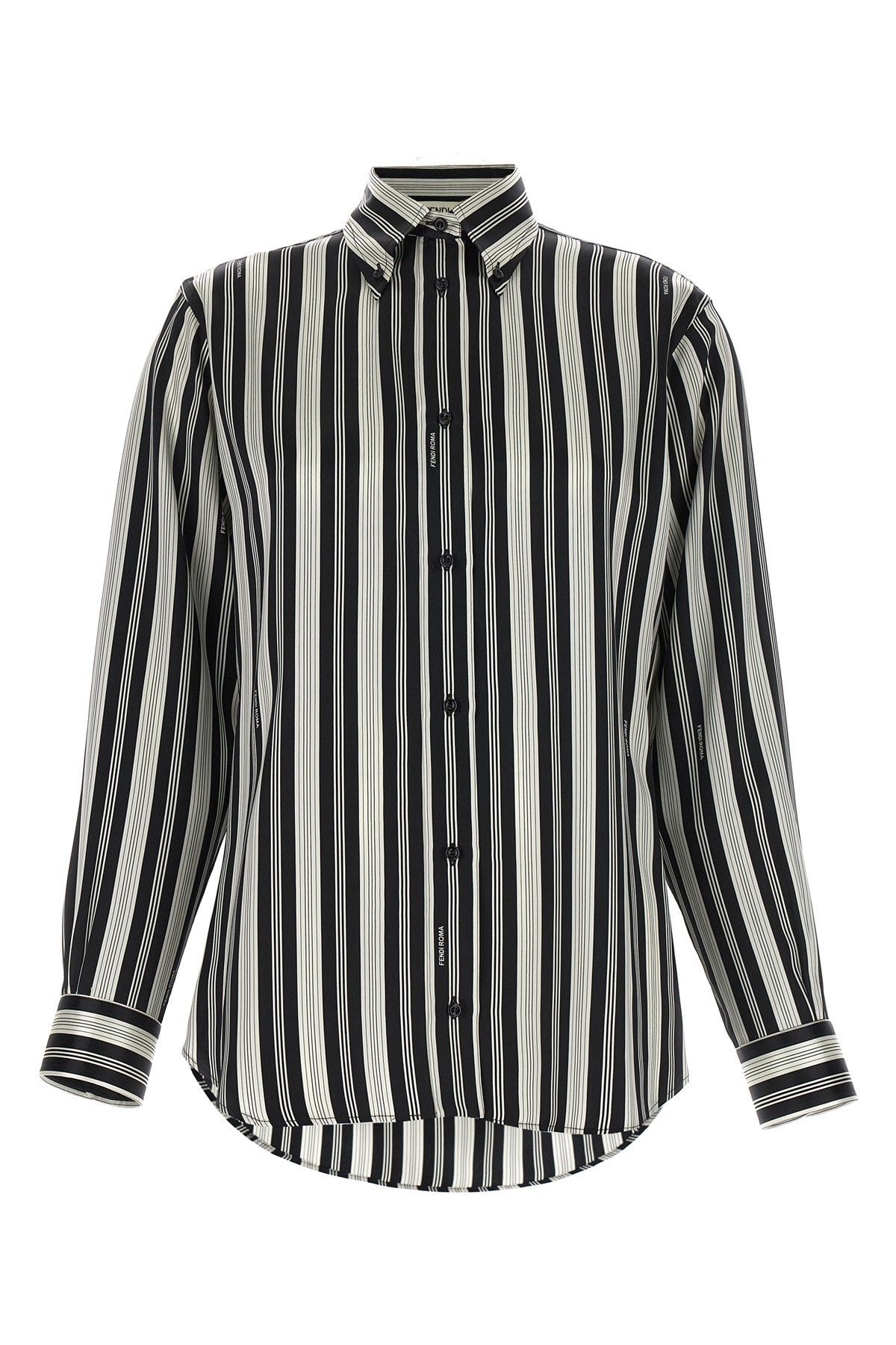 image of Fendi Striped Shirt in White/Black, Women's (Size Medium)