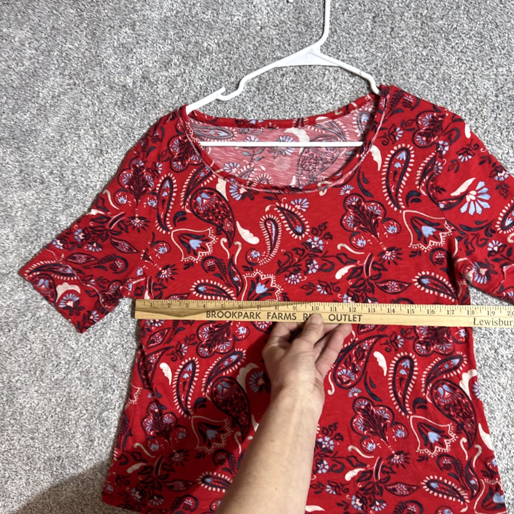 Vintage Cato Top Womens Large Boho Paisley Floral Scoop Neck Casual Blouse Cotton Modal Red Womens Size L / US 10 / IT 46 - 3 Thumbnail