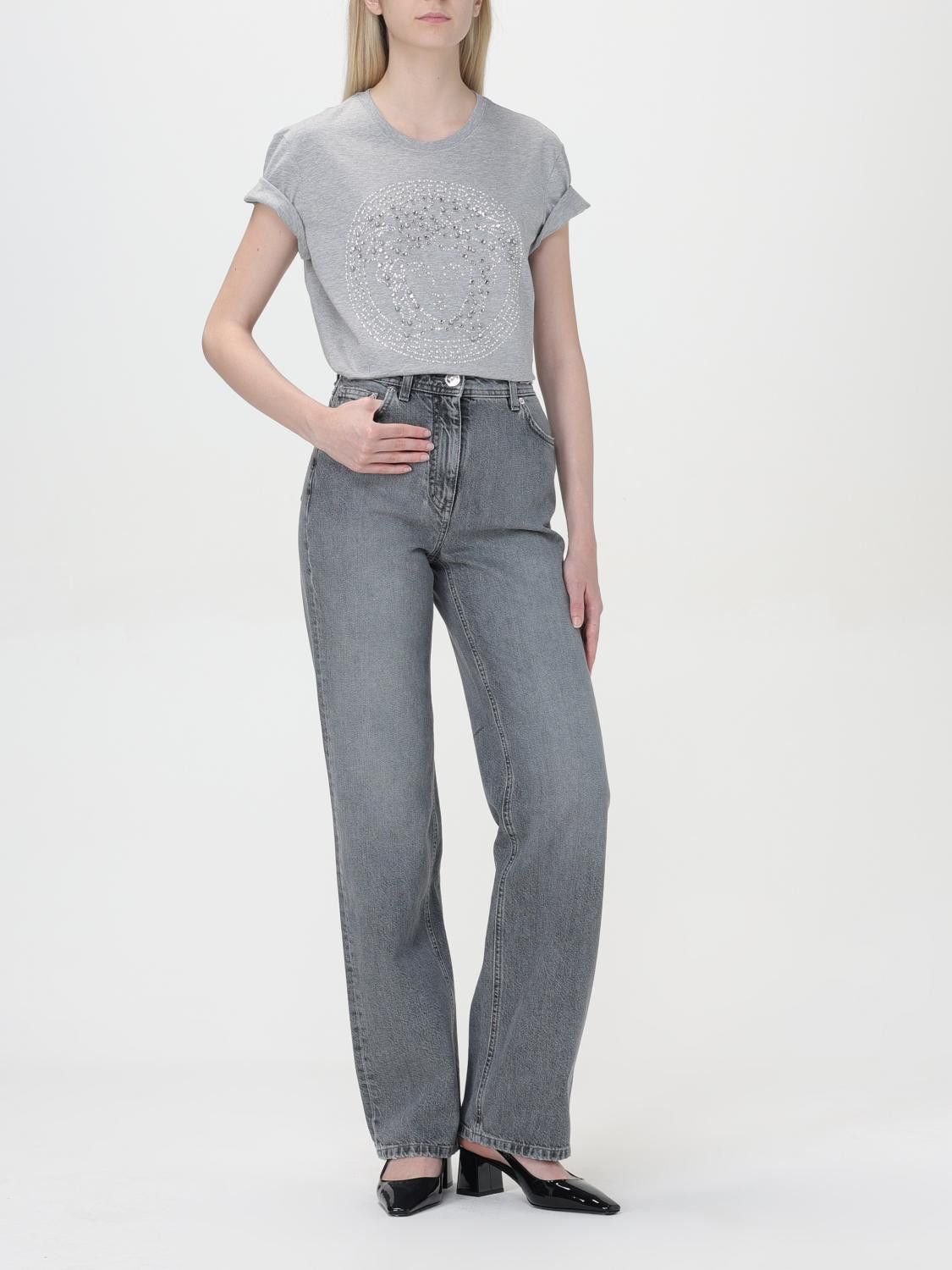 Versace o1s22i1n1024 Medusa Straight Jeans in Grey Size 25" / US 0 / IT 36 - 2 Thumbnail