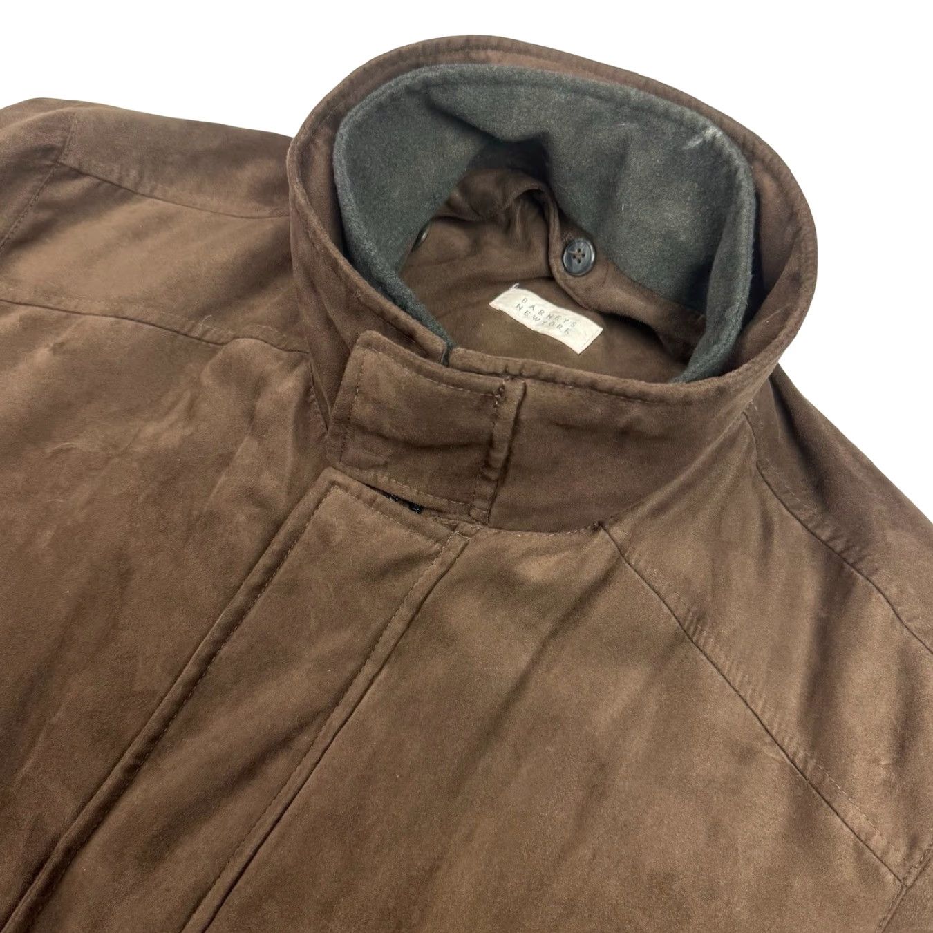 Vintage Barneys New York Men's Zip/Snap High Collar Jacket Brown XL Bomber Jacket Coat, Polyester, Regular, Brown, Men, Coat, Zip/Snap, Vintage No, Size XL Size US L / EU 52-54 / 3 - 2 Thumbnail