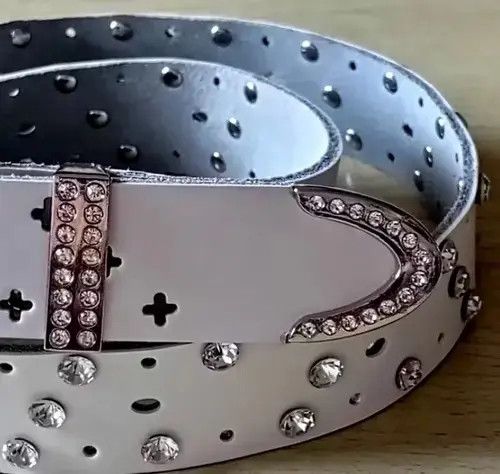Japanese Brand Punk Hippie Glitter Diamond Leather Belt For Men And Women Size ONE SIZE - 4 Thumbnail