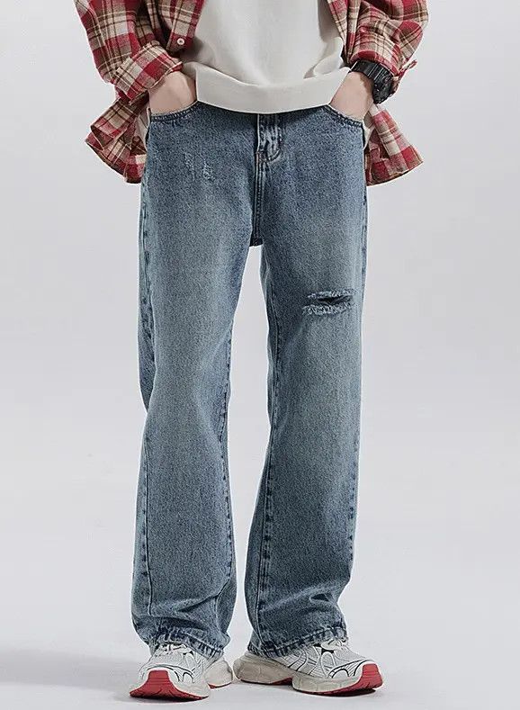 Japanese Brand Street Straight Loose Washed Vintage Ripped Jeans Size US 32 / EU 48 - 1 Thumbnail