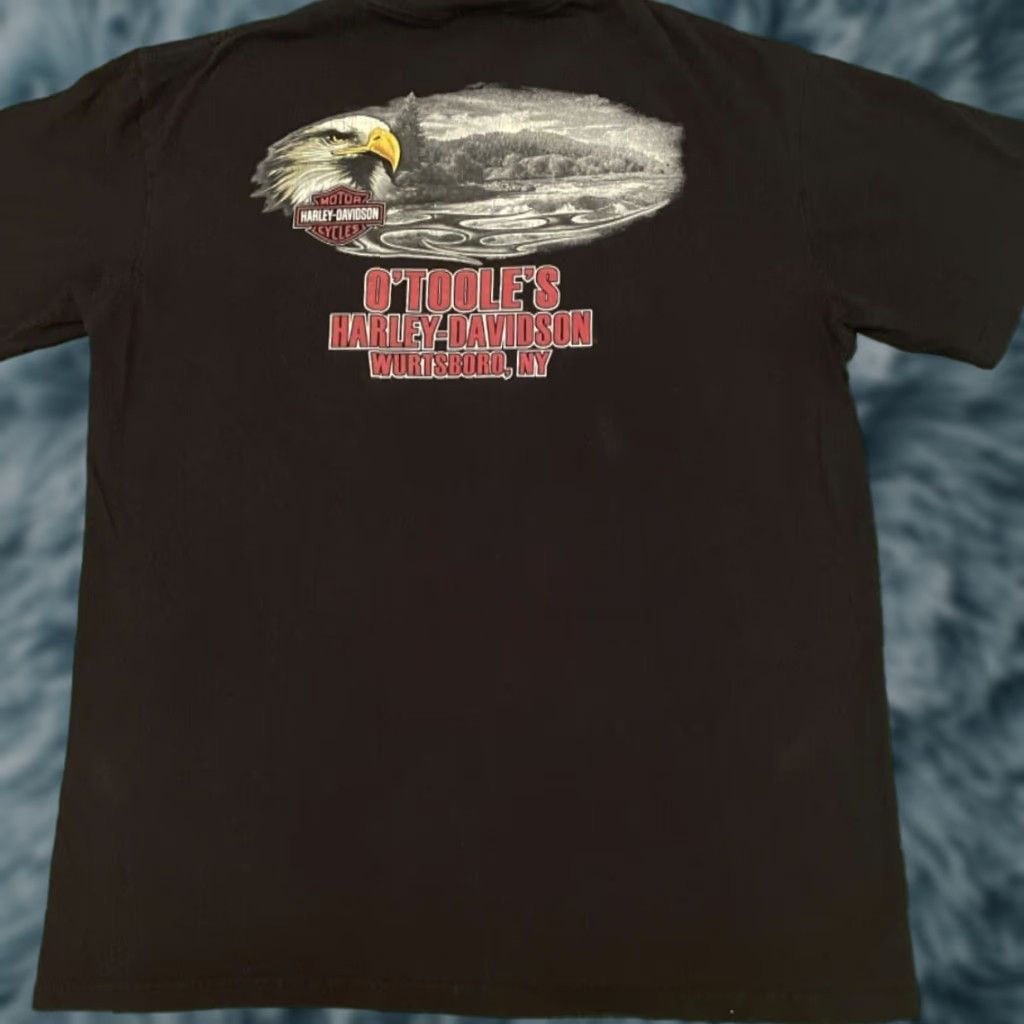 Harley Davidson VINTAGE Harley-Davidson T-Shirt Men Short Sleeve Black 90s Y2K Biker Motorcycle Wurtsboro New York L Size US L / EU 52-54 / 3 - 1 Thumbnail