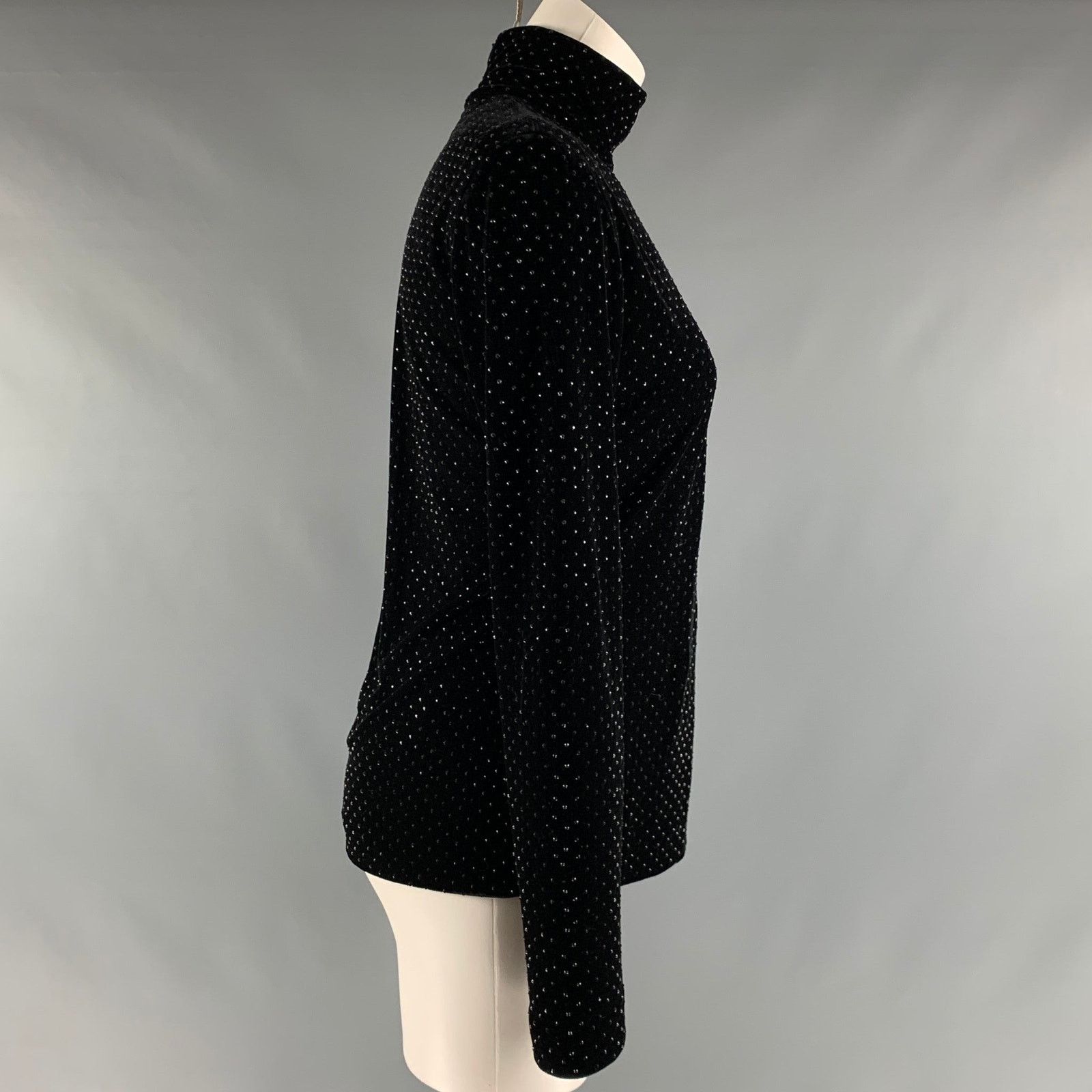 Akris AKRIS Size 8 Black Polyester Beaded Turtleneck Dress Top Size M / US 6-8 / IT 42-44 - 3 Thumbnail
