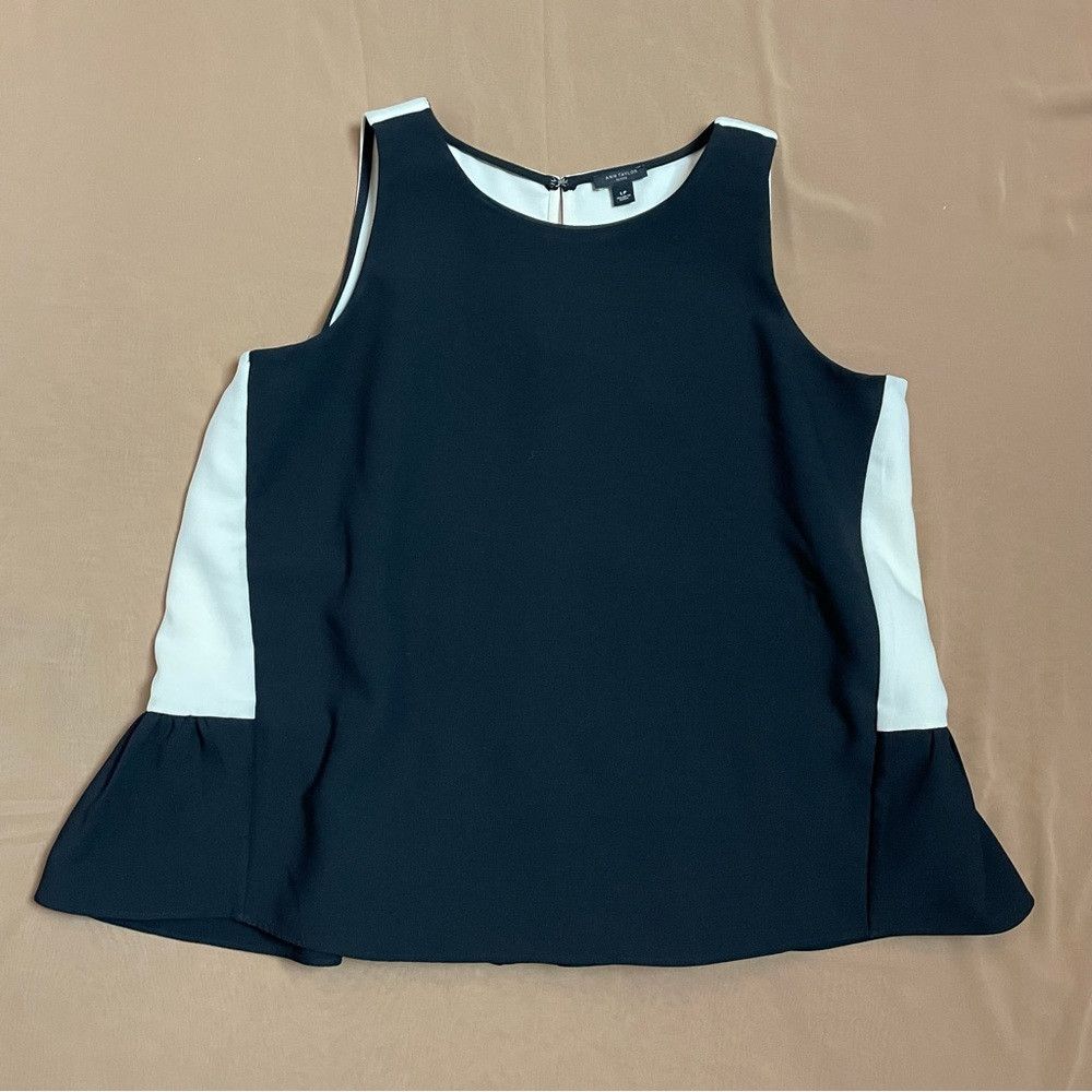 Ann Taylor Ann Taylor Sleeveless Black White Peplum Blouse Top Size LP Size L / US 10 / IT 46 - 5 Thumbnail