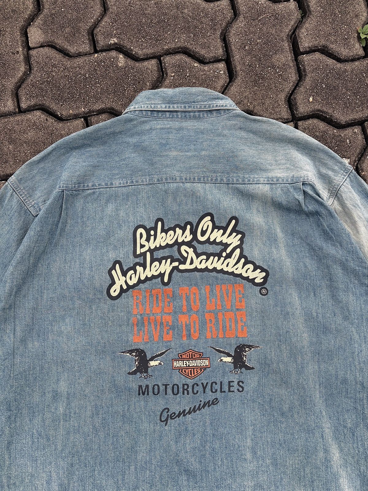 Harley Davidson Vintage Harley-Davidson Biker Denim Shirt Rider Size US XL / EU 56 / 4 - 2 Thumbnail