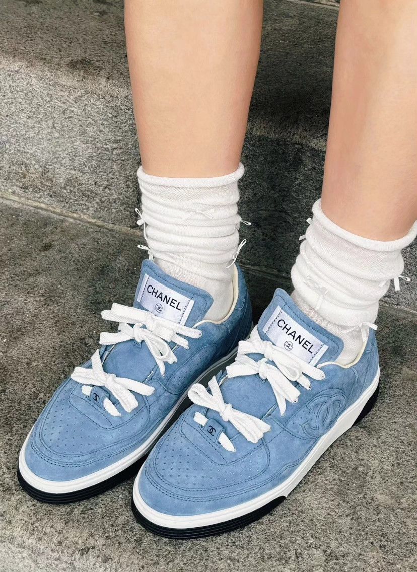 Chanel Chanel Women's Muted Blue Suede Slip-On Sneakers 38 98 New Size US 7 / IT 37 - 8 Thumbnail