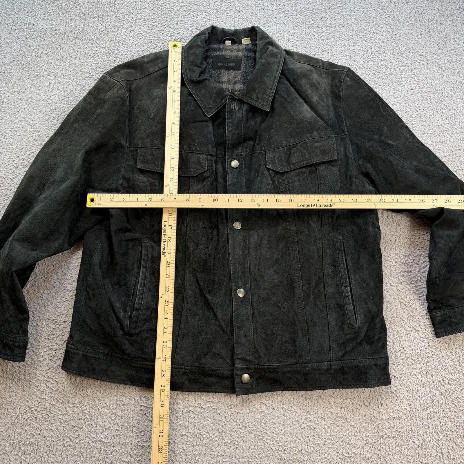 Savile Row Vintage Distressed Leather Trucker Jacket XL Plaid Lined Size US XL / EU 56 / 4 - 3 Thumbnail