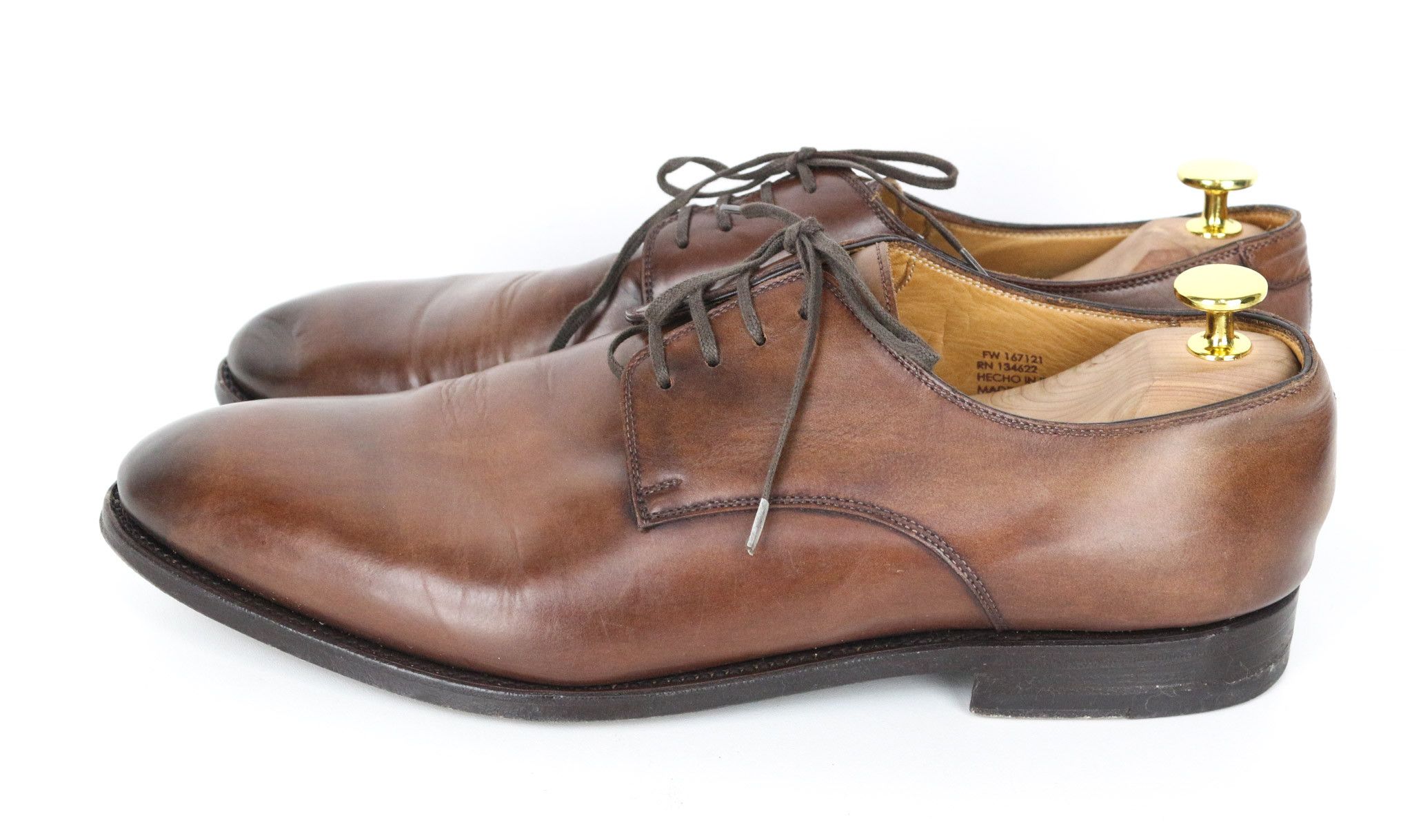 EU44.5 Brown Calf Leather Lace-Up Derby Shoes 73518