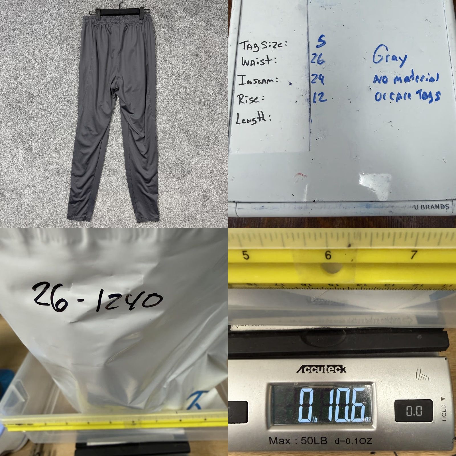 Under Armour Under Armour Mens Track Pants S Gray Fitted Tapered Ankle Zip Pockets Running Athletic Size US 29 - 9 Thumbnail