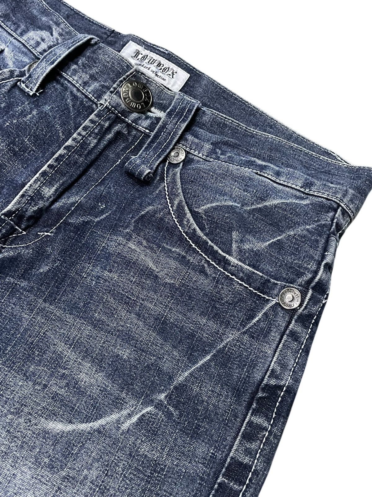 If Six Was Nine × LOWBOX × Le Grande Bleu (L.G.B.) Lowbox Japan Cracked Shadow Wash Straight Jeans Size US 30 / EU 46 - 10 Thumbnail
