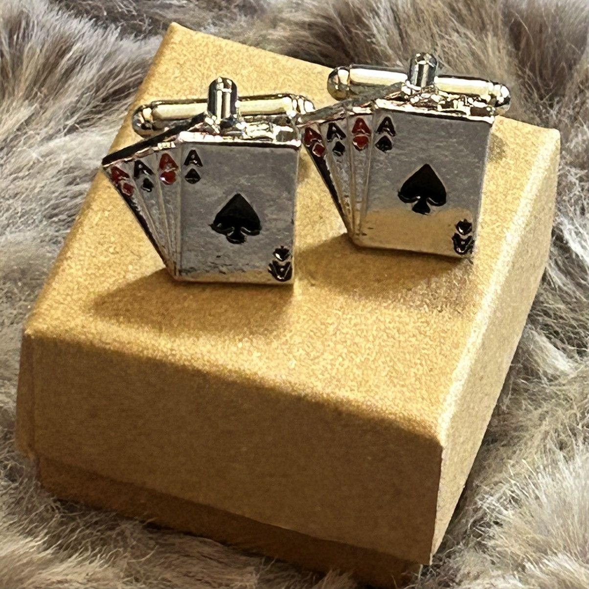 Other Men’s four aces silver enamel cuff links Size ONE SIZE - 5 Thumbnail