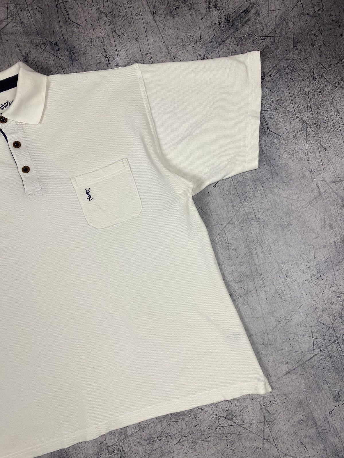 Vintage Rare Vintage 90s Yves Saint Laurent Logo Polo Tee Shirt Size US XL / EU 56 / 4 - 3 Thumbnail
