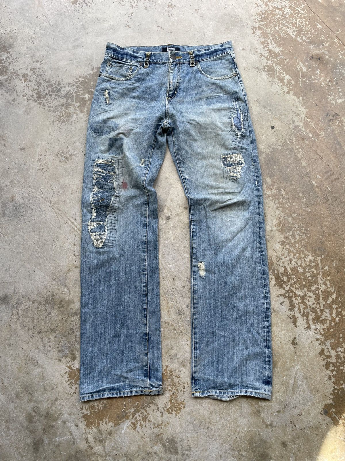If Six Was Nine Vintage Beelish Distressed Jeans Kapital Patchwork Style Size US 32 / EU 48 - 1 Thumbnail