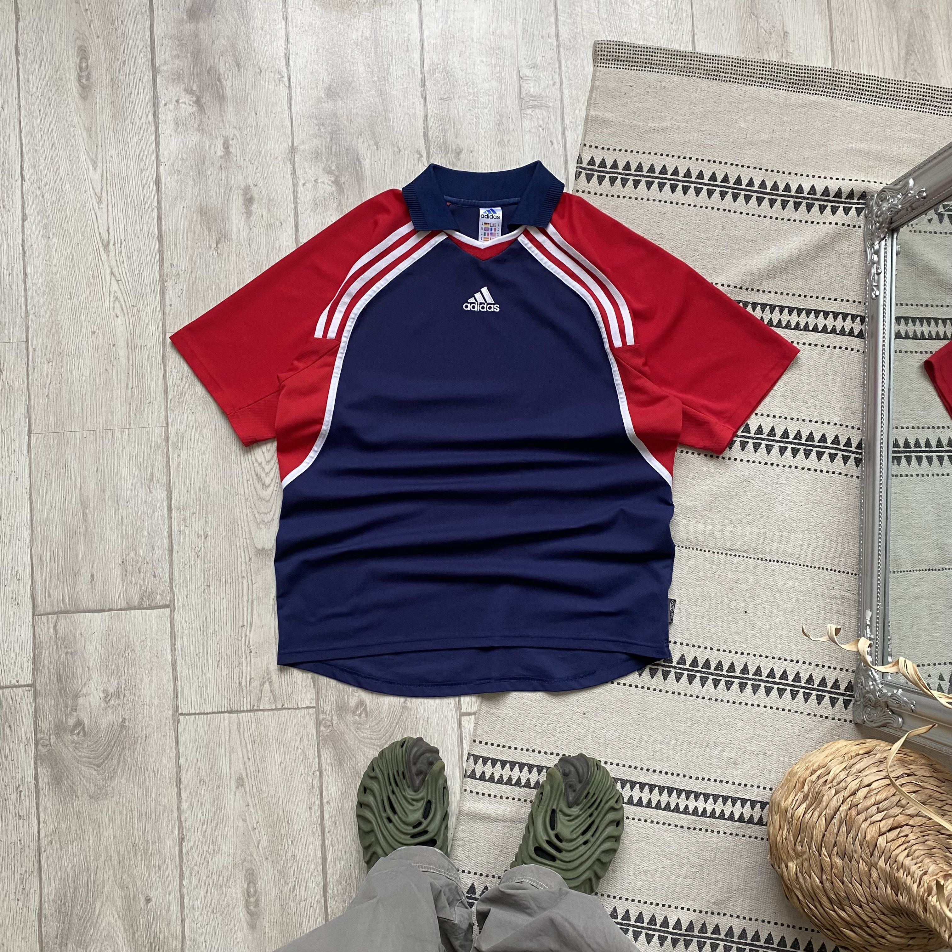 Adidas Blockore Drill Vintage 90s Adidas tee jersey Center logo Size US L / EU 52-54 / 3 - 1 Thumbnail