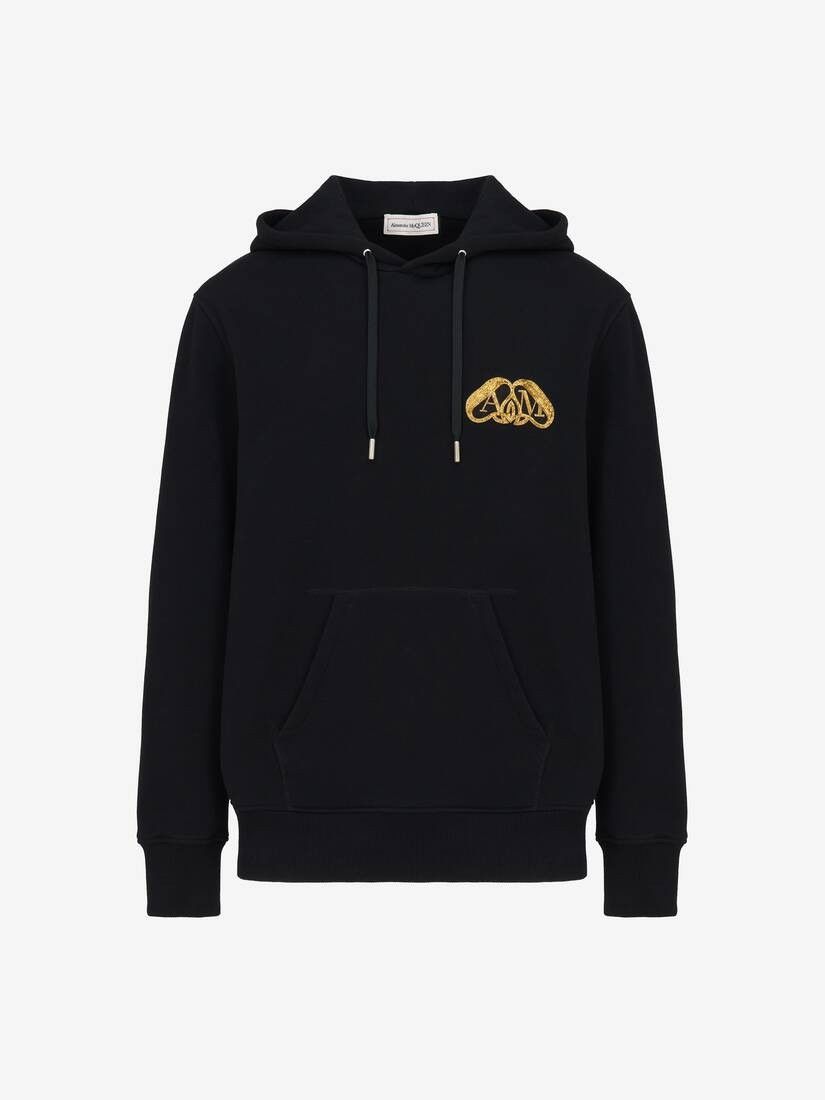Alexander McQueen o1w1db10725 Half Seal Logo Hooded Sweatshirt in Black Size US L / EU 52-54 / 3 - 1 Thumbnail