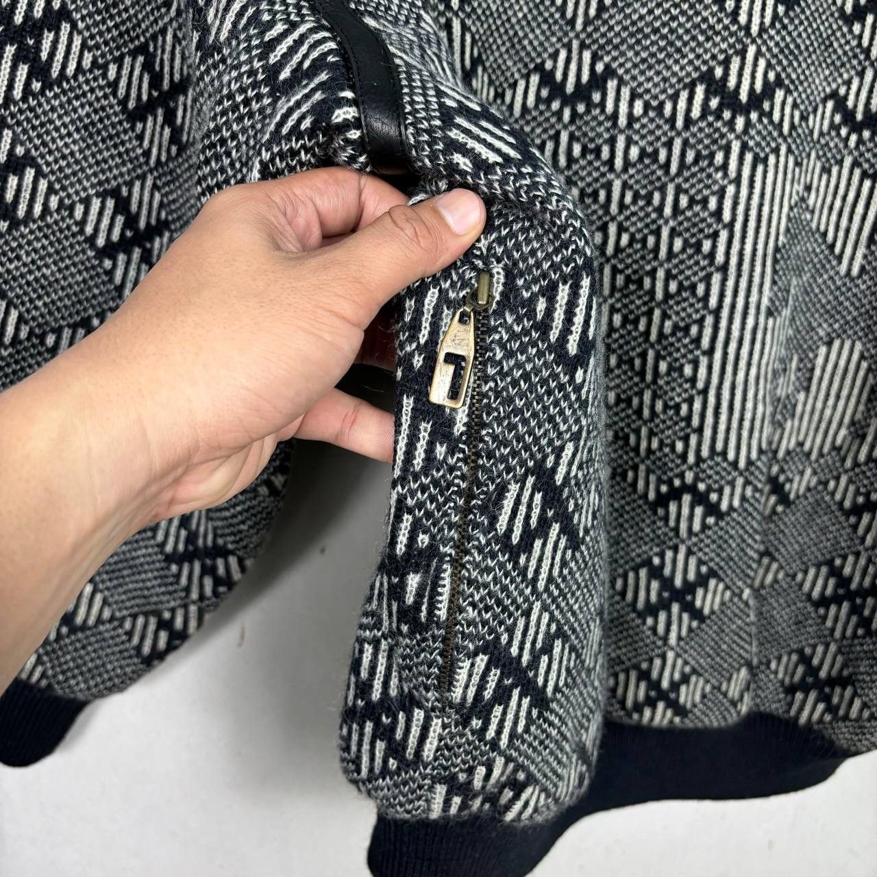 Lancel Vintage 80s Lancel Paris Geometric Bomber Jacket Size US L / EU 52-54 / 3 - 8 Thumbnail