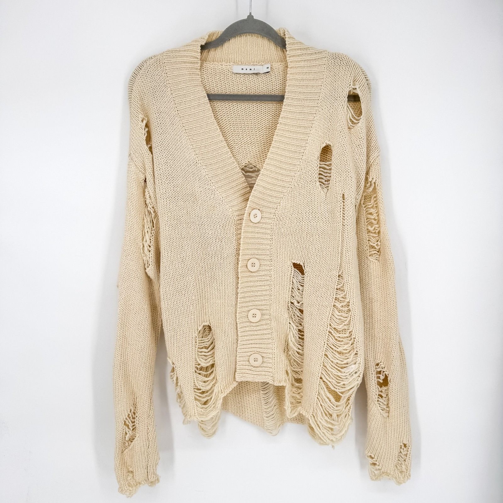 MNML MNML Distressed Cardigan Sweater Cream Shredded Grunge Butto Size US XS / EU 42 / 0 - 1 Thumbnail