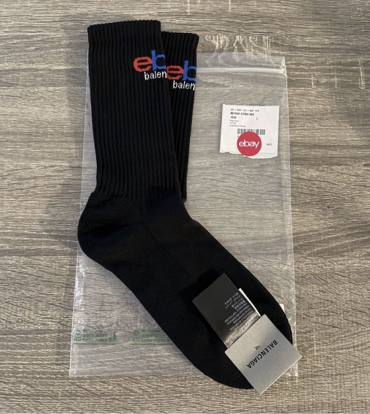Balenciaga × eBay Balenciaga Ebay Socks In Black Size Large Authentic Size ONE SIZE - 2 Thumbnail