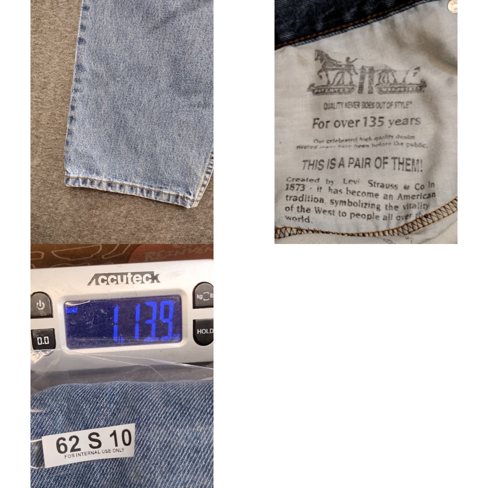 Levi's Levi's 550 Jeans Men's Light Wash Denim Regular Fit 38x44 Blue Cotton Blend 5-Pocket Zipper Button Closure Vintage 90s Theme) Size US 38 / EU 54 - 8 Thumbnail