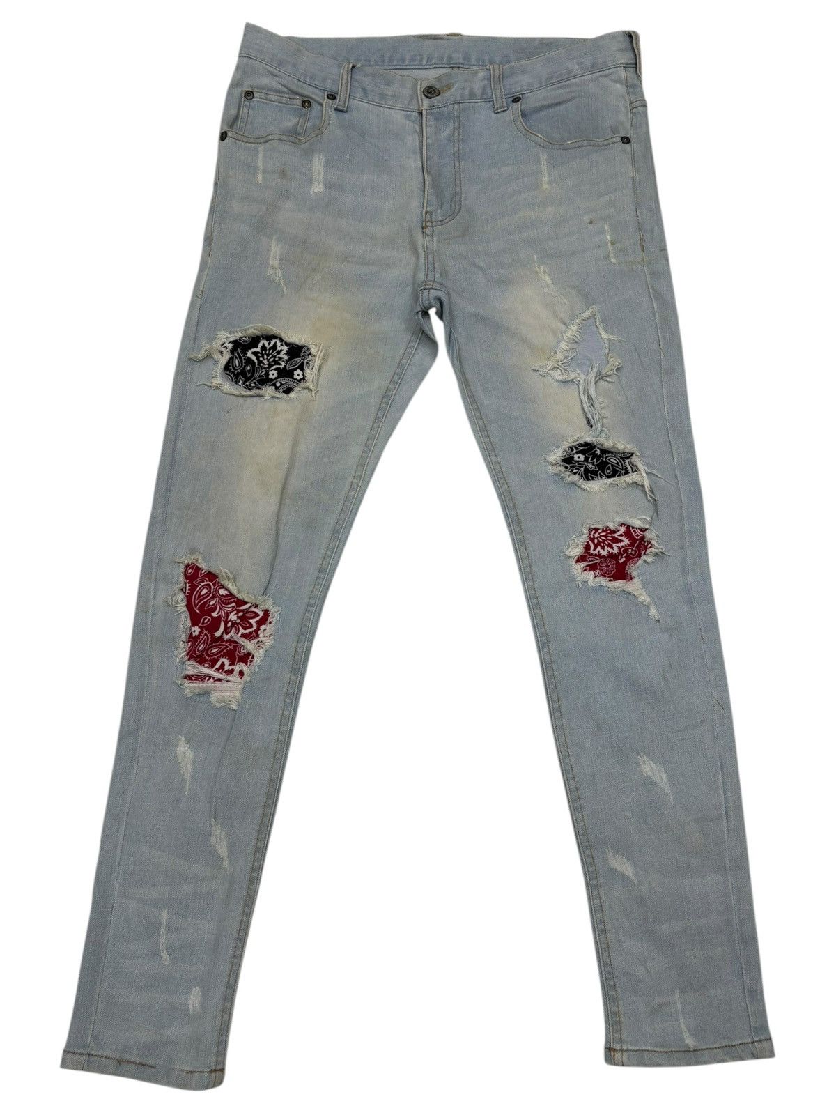 Kapital Vintage Japanese Brand Paisley Patchwork Distress Denim Jean Size US 31 - 7 Thumbnail