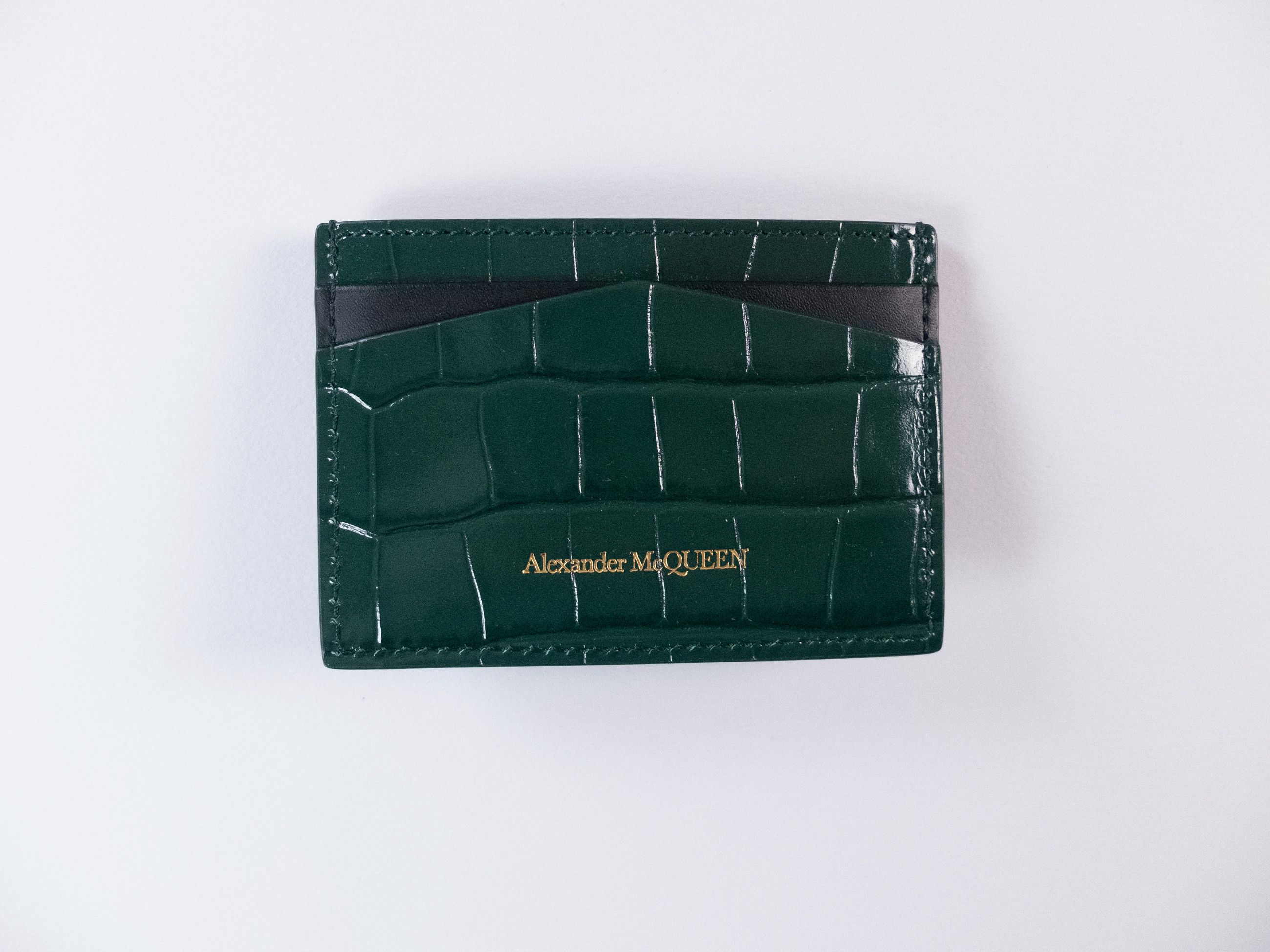 Alexander McQueen ALEXANDER MCQUEEN Skull green croc effect card holder q Size ONE SIZE - 3 Thumbnail
