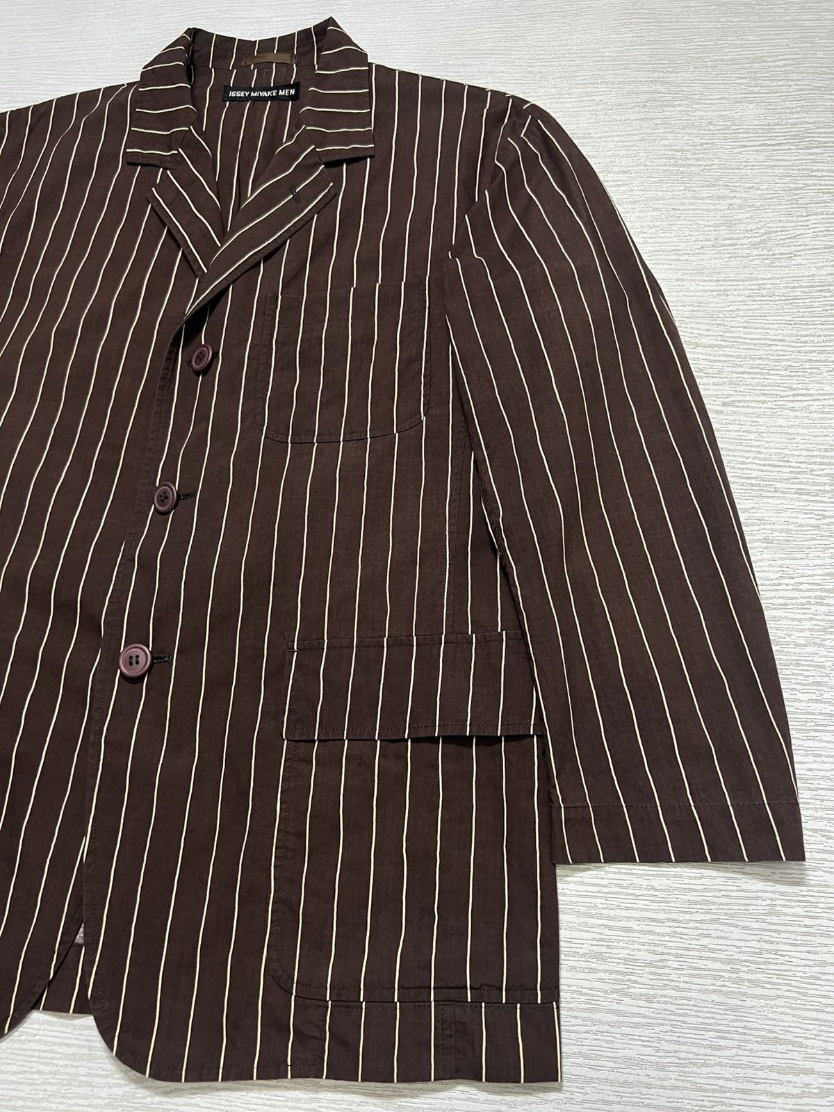 Issey Miyake Issey Miyake Men - Cinch Back Stripe Blazer Size US M / EU 48-50 / 2 - 8 Thumbnail