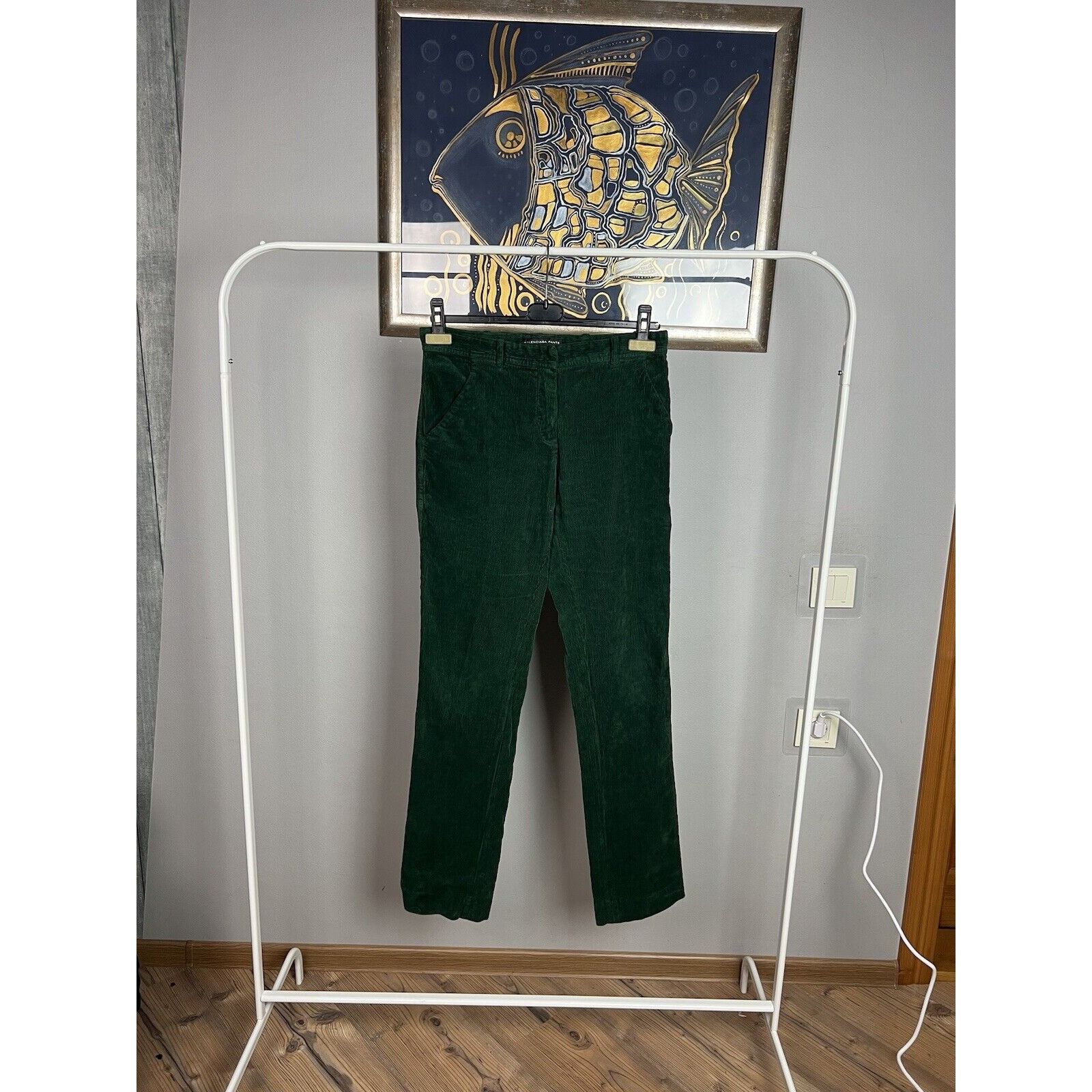 Balenciaga Balenciaga Women`s Emerald Green Corduroy Straight Chino Pa Size US 36 / EU 52 - 2 Thumbnail