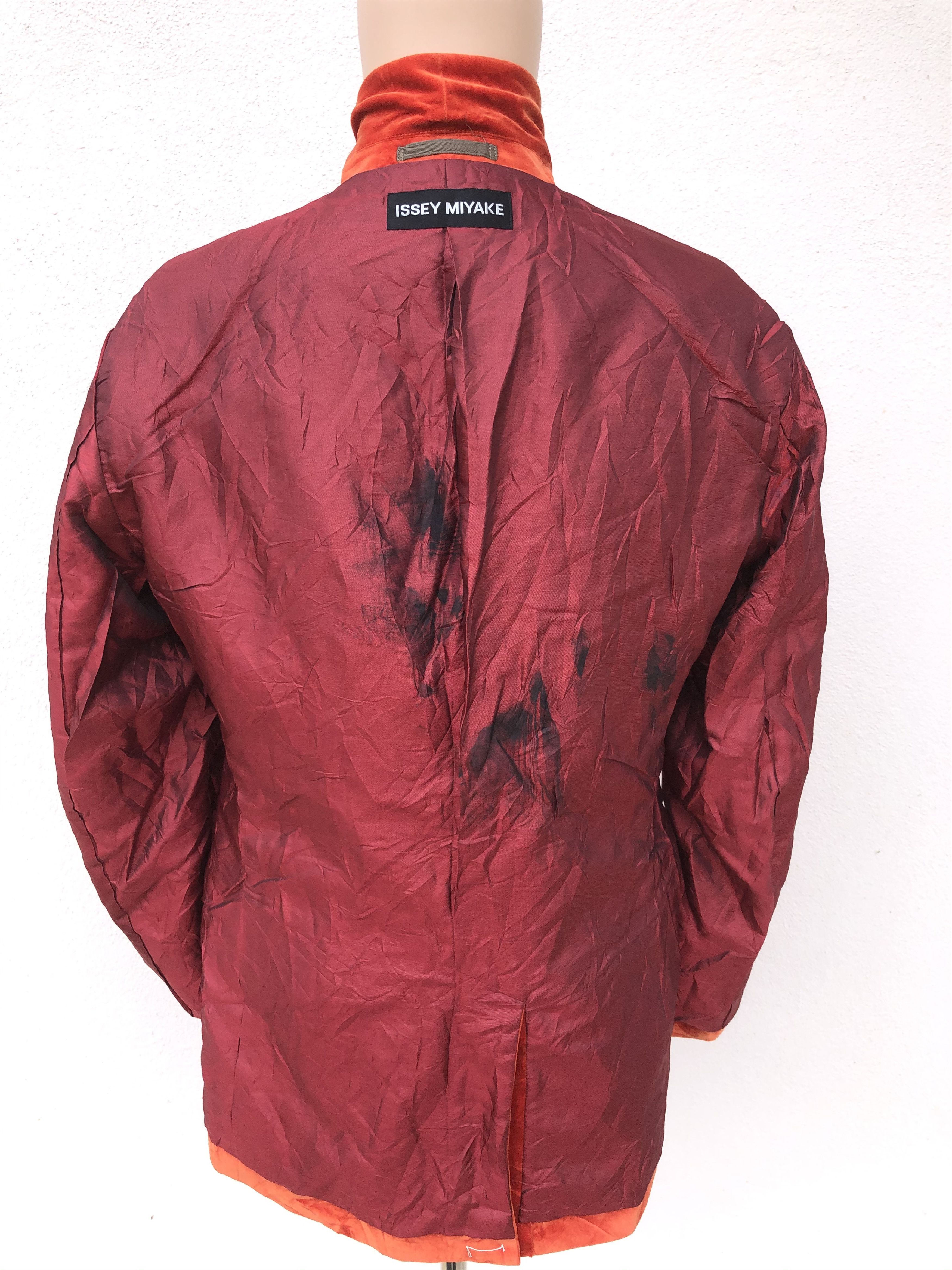 Issey Miyake Issey Miyake Orange Crushed Velvet Blazer Jacket Size US L / EU 52-54 / 3 - 5 Thumbnail
