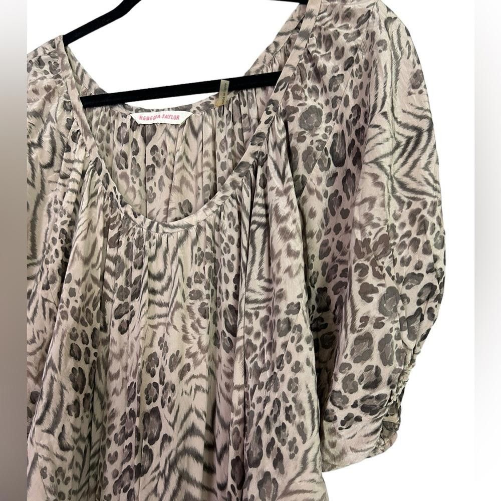 Designer Rebecca Taylor l Silk Leopard Print Mini Dress Size 2 Size XS / US 0-2 / IT 36-38 - 2 Thumbnail