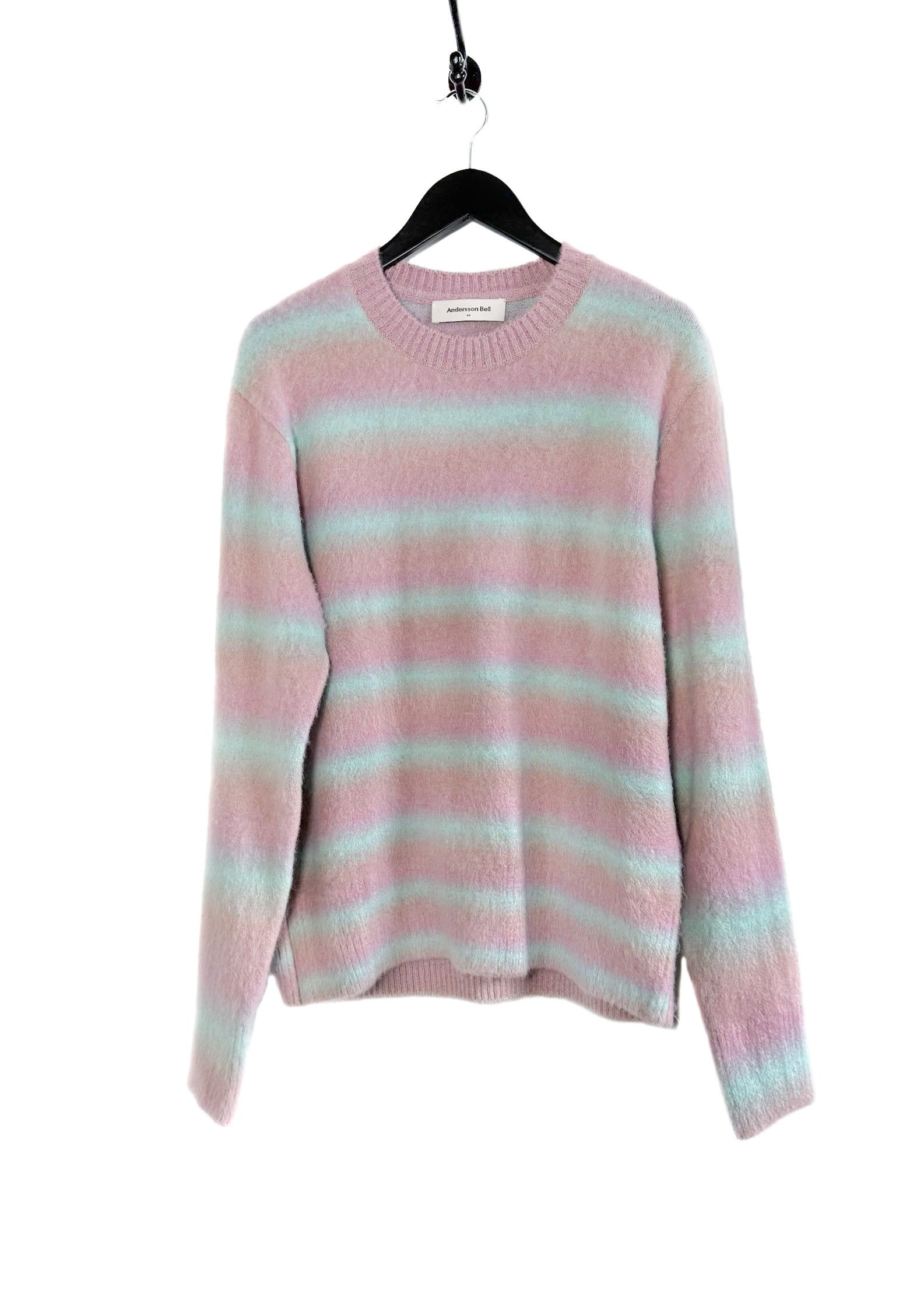 Andersson Bell Pink Green Striped Alpaca Blend Sweater